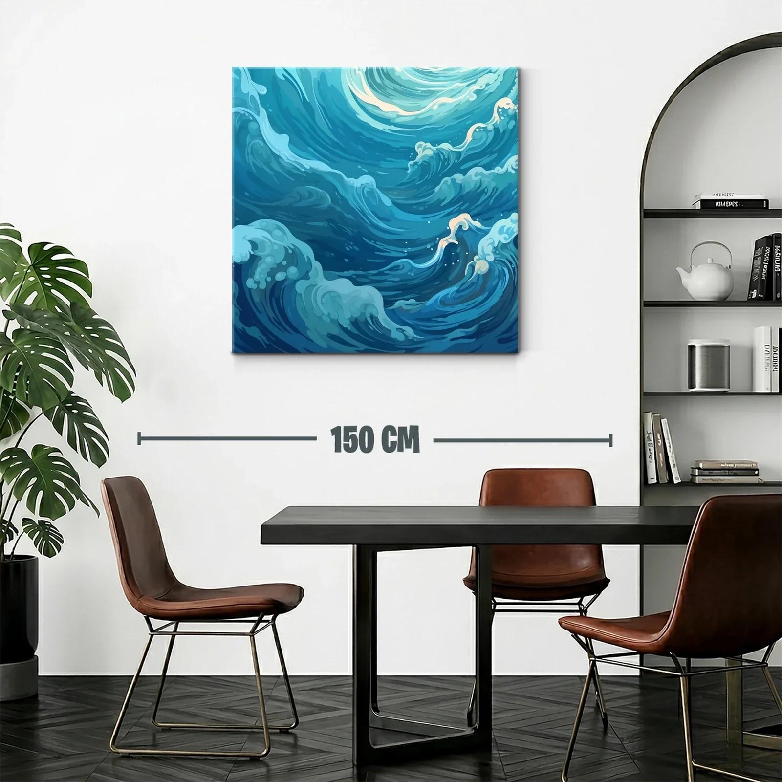 Cuadro de olas en movimiento con tonos azulados — miniatura 2