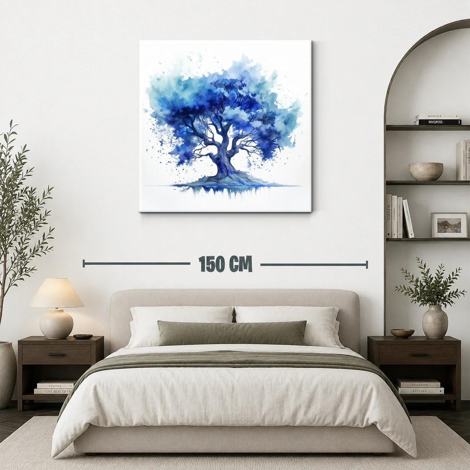 Árbol en tonos azules con estilo acuarela moderno — miniatura 3