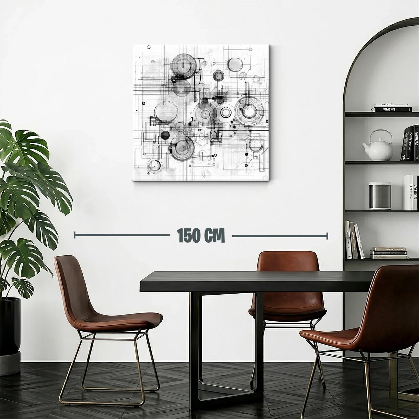 Composición abstracta en grises con formas circulares y líneas precisas — miniatura 2