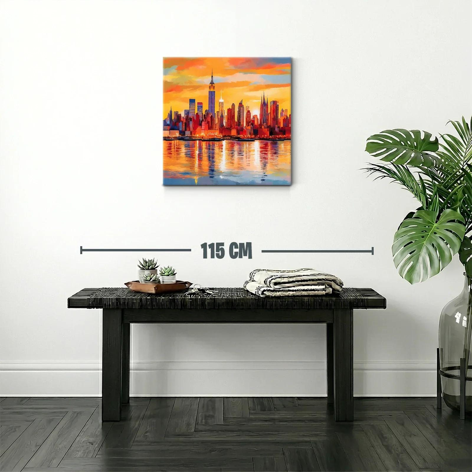 Atardecer vibrante sobre skyline urbano con reflejos dorados — miniatura 2