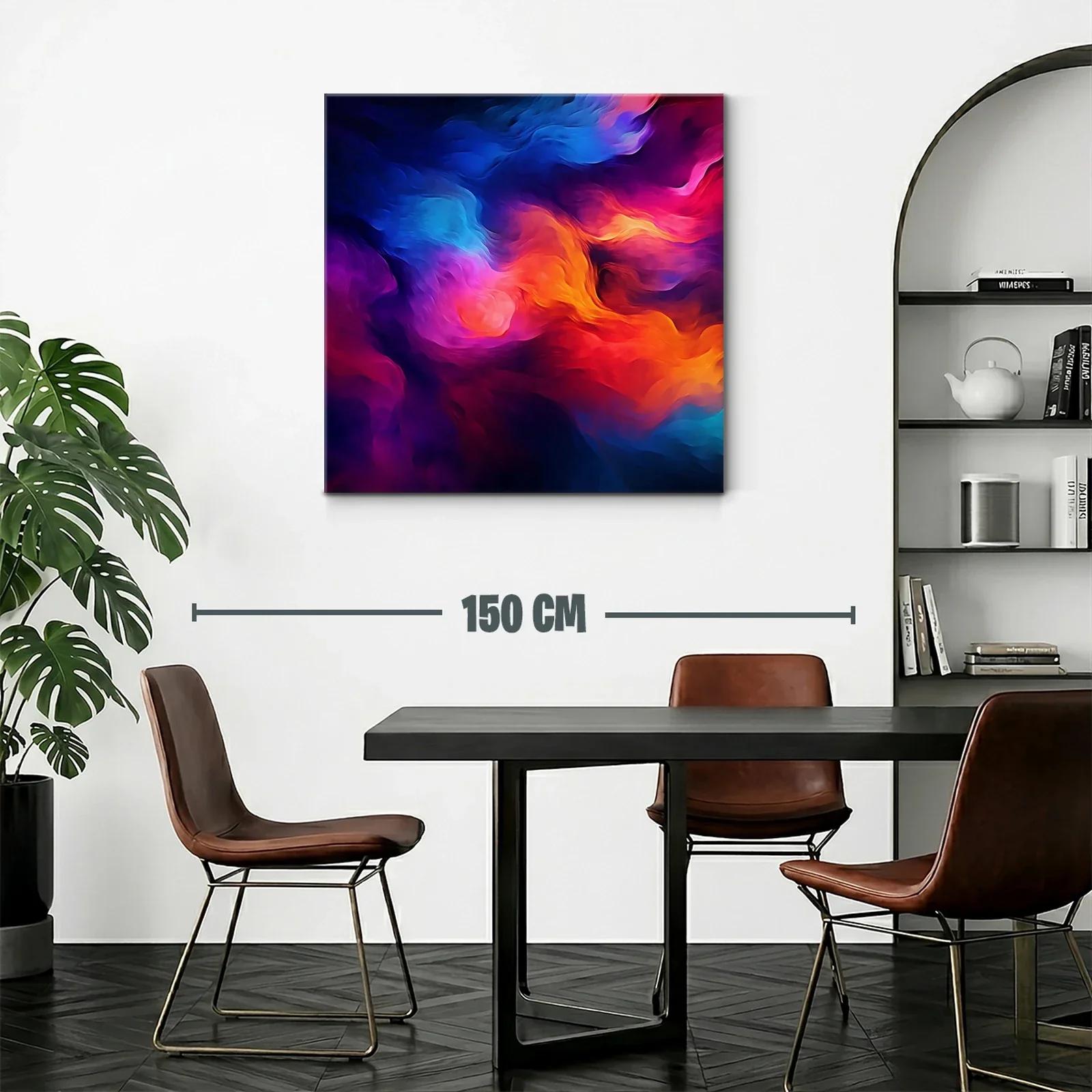 Cuadro abstracto con vibrantes tonos cálidos y fríos en movimiento — miniatura 2