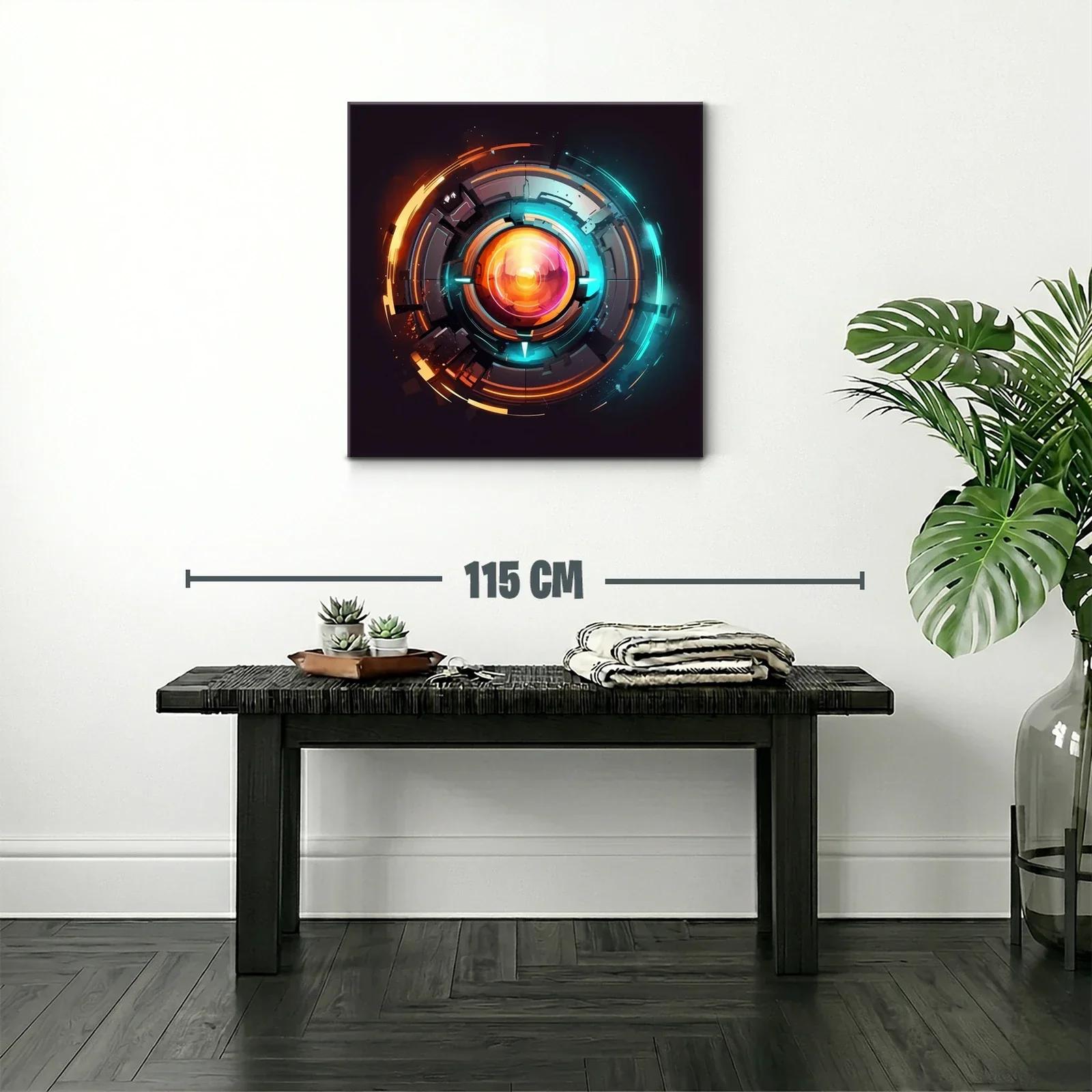 Cuadro abstracto de círculos tecnológicos vibrantes — miniatura 2