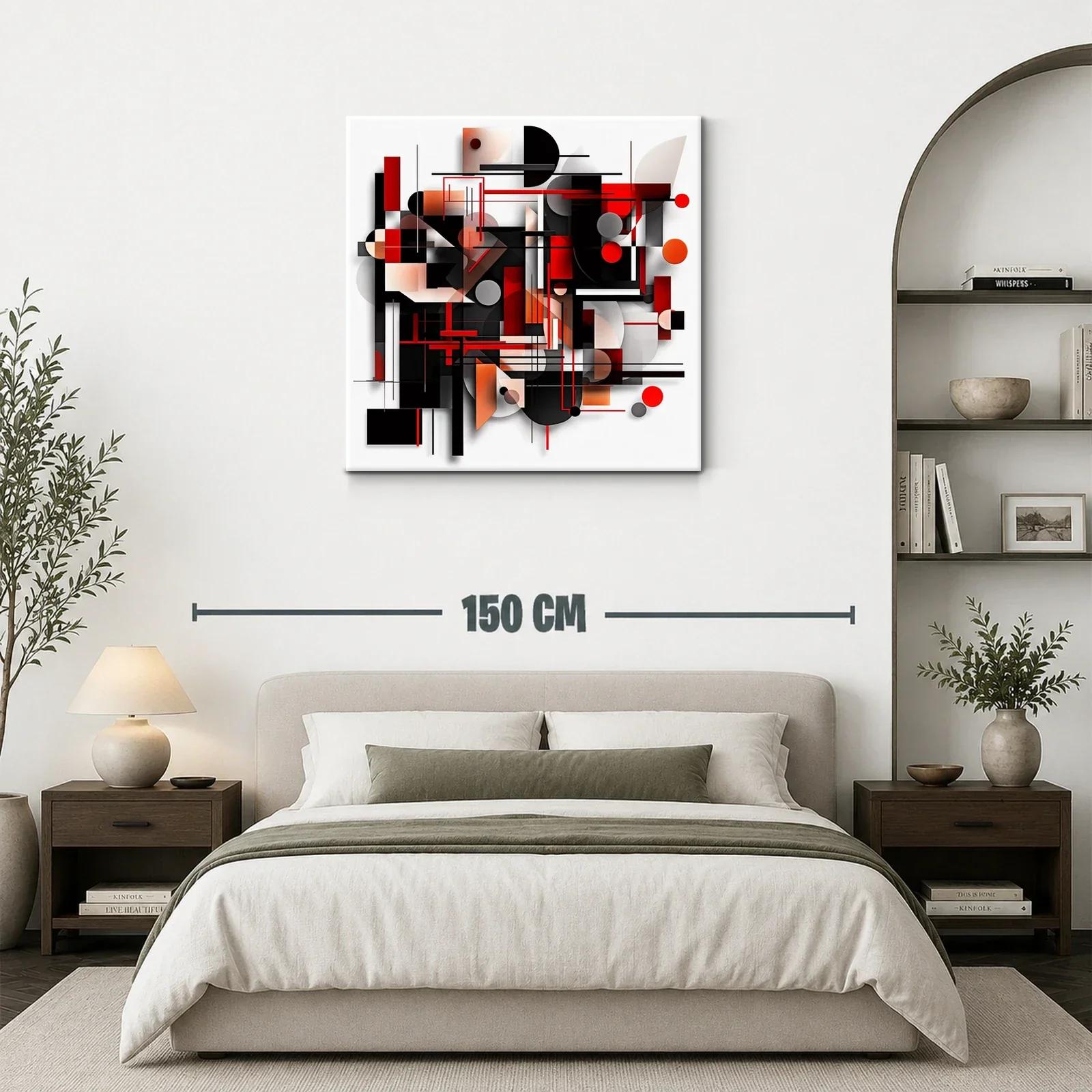 Composición geométrica abstracta en tonos rojo y negro — miniatura 3
