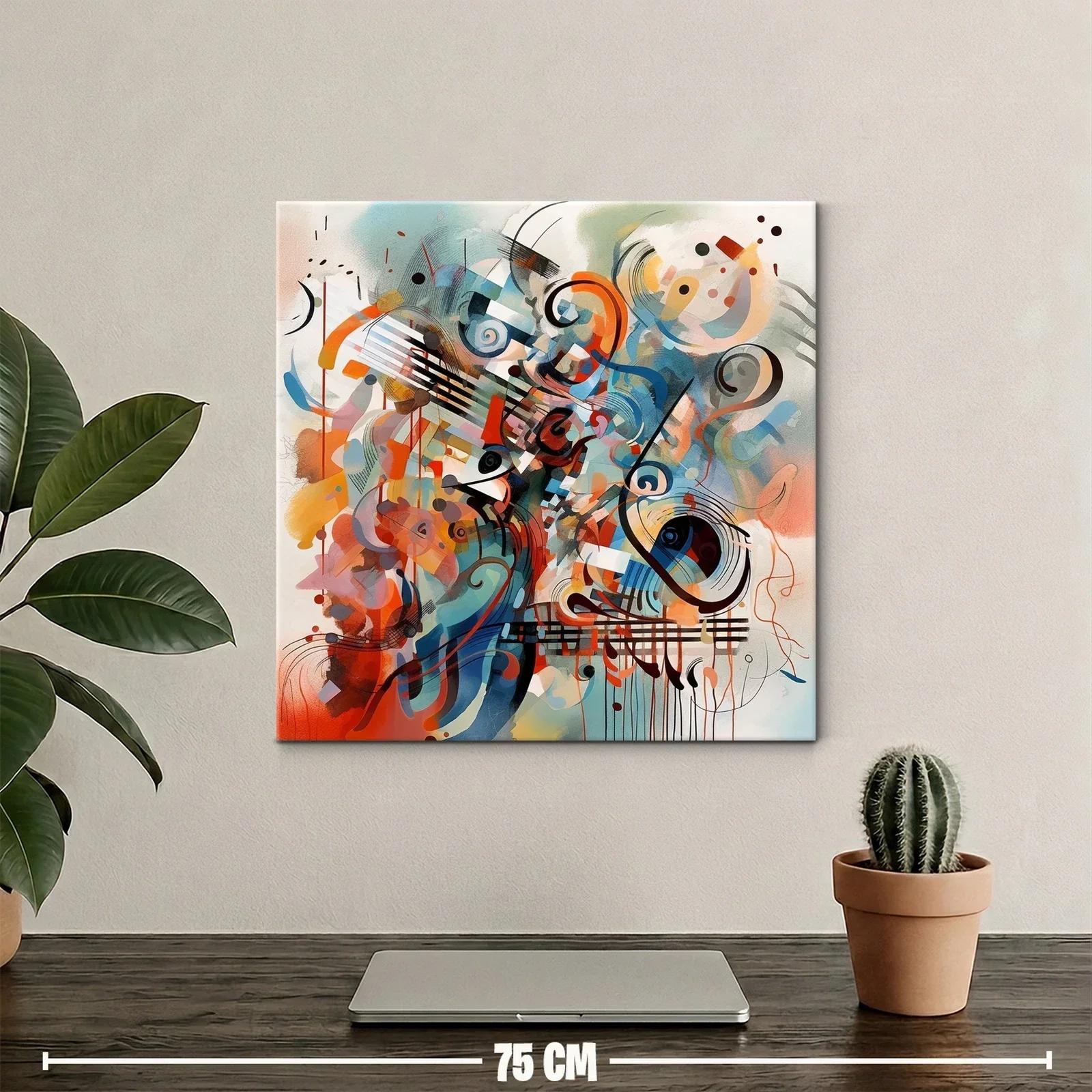 Composición abstracta con notas musicales vibrantes — miniatura 2