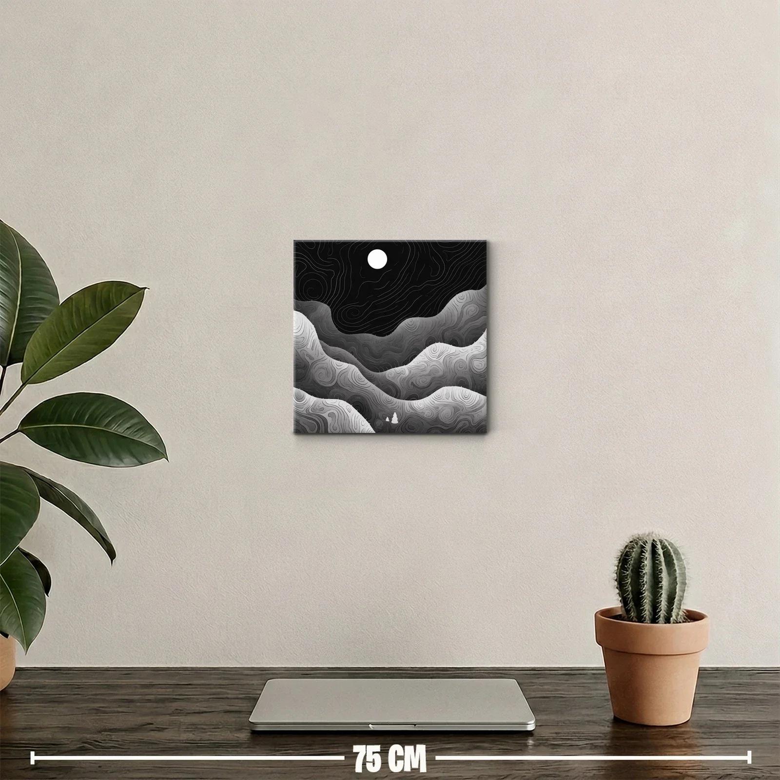 Paisaje nocturno abstracto en tonos grises y negros — miniatura 2