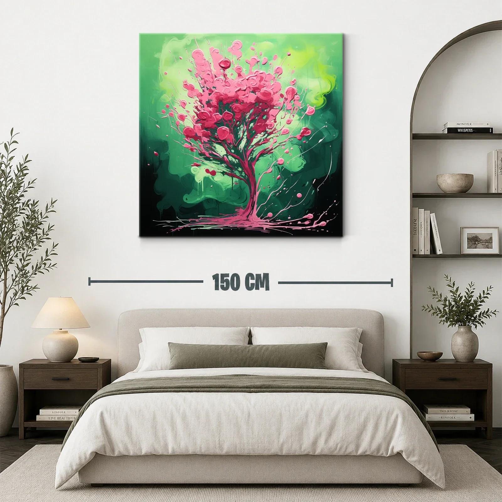 Árbol vibrante en tonos verdes y rosas energéticos — miniatura 3