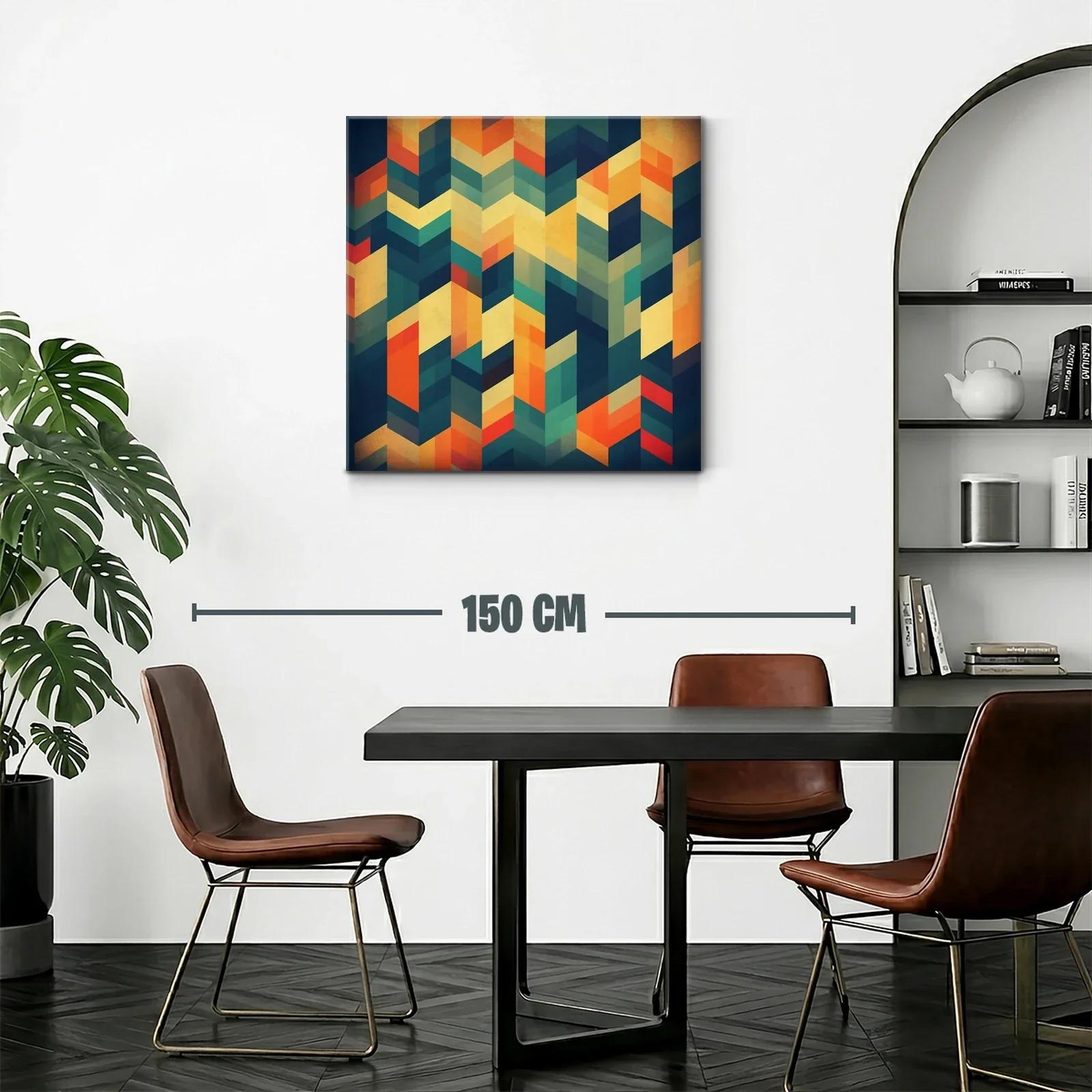 Diseño geométrico con tonos cálidos y frescos para pared — miniatura 2