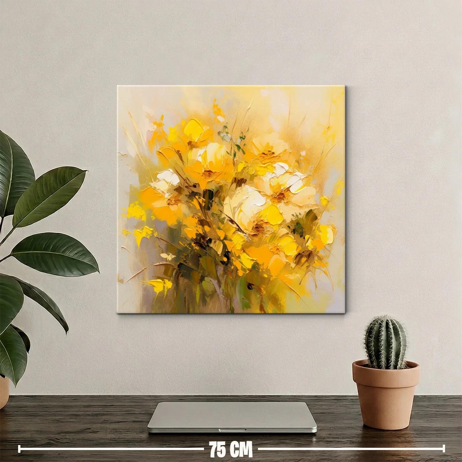 Cuadro floral con bouquet vibrante en tonos amarillos y ocres — miniatura 2