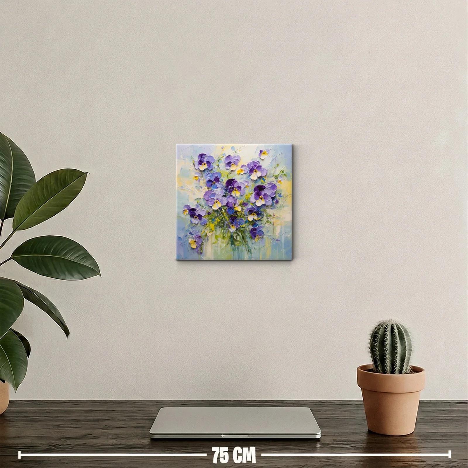 Cuadro decorativo con ramo de violetas en tonos suaves — miniatura 2