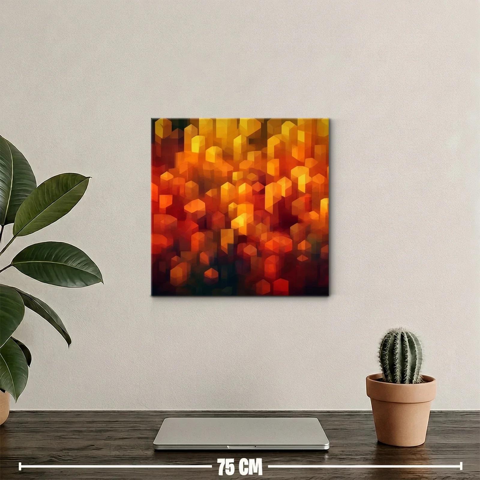 Cuadro abstracto en tonos cálidos y geométricos — miniatura 2