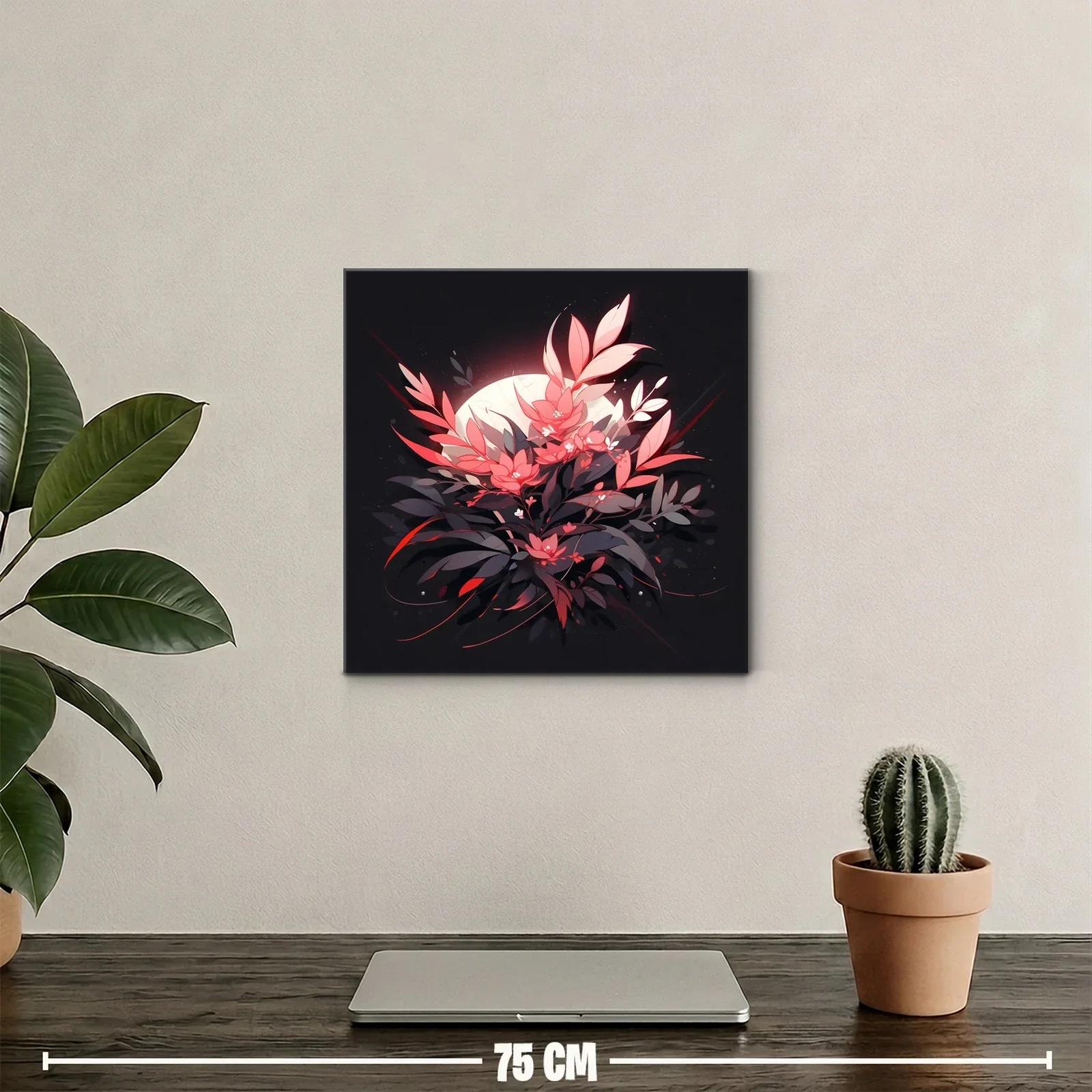 Cuadro floral luminoso con contraste en tonos rojos y negros — miniatura 2