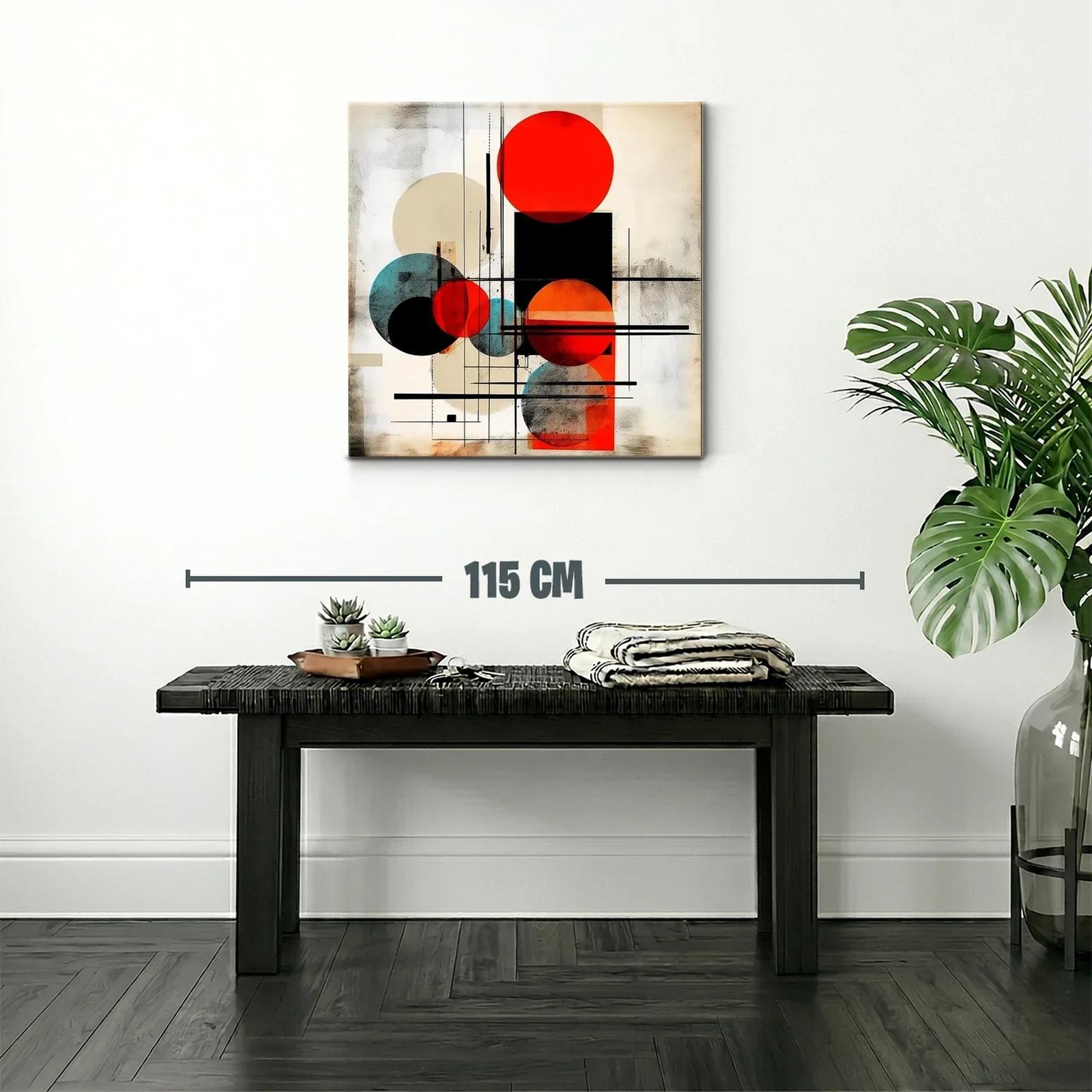 Composición geométrica con círculos rojo y azul vibrante — miniatura 2