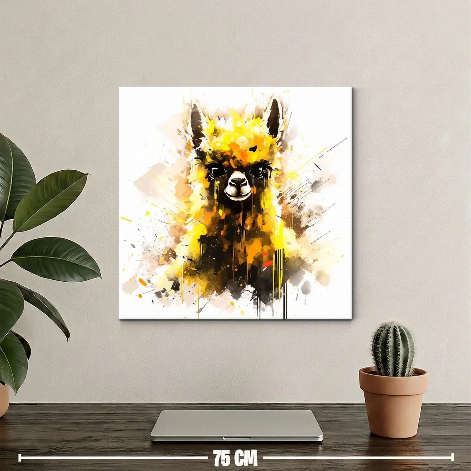 Retrato vibrante de llama con toques de amarillo y negro — miniatura 2
