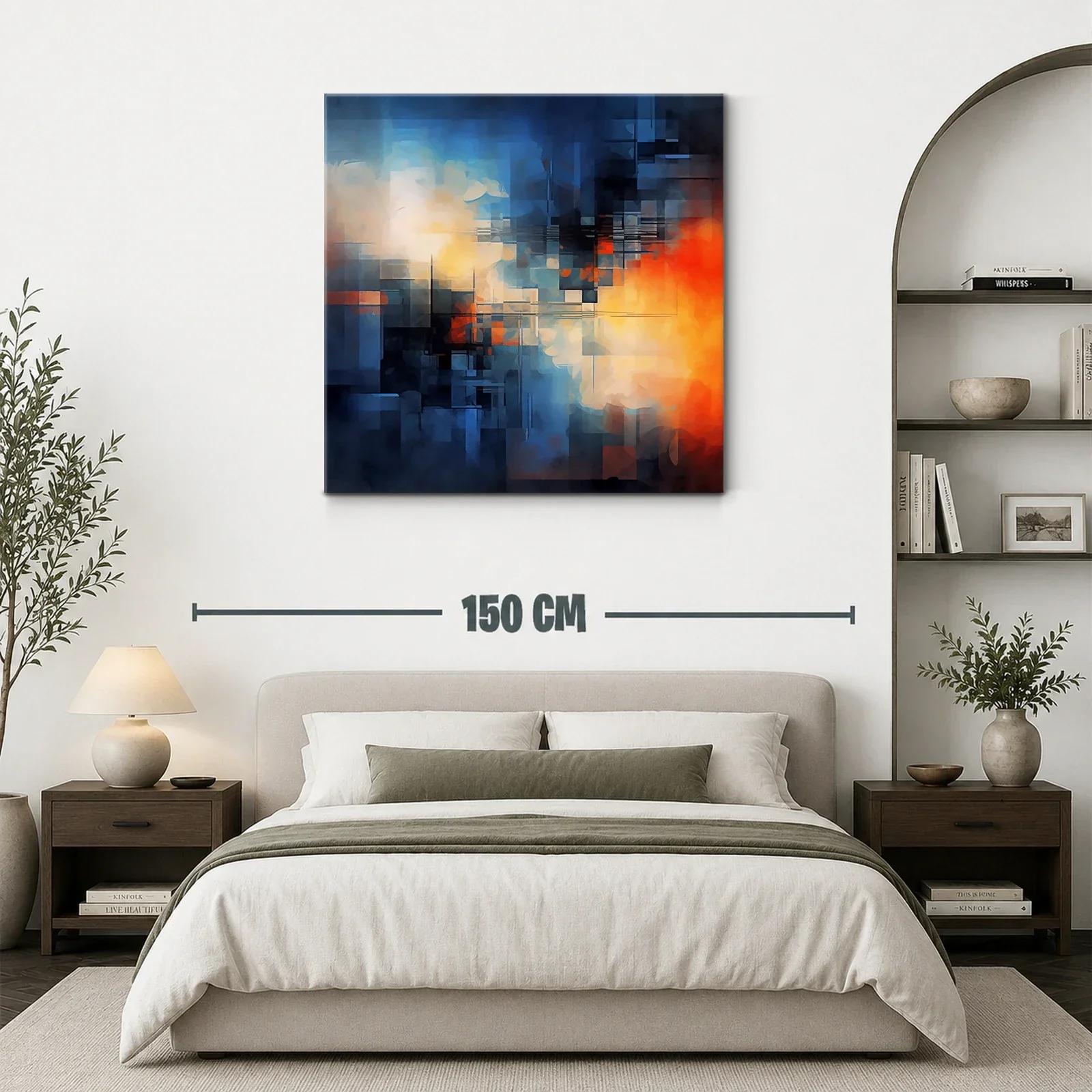Composición abstracta en tonos azules y naranjas vibrantes — miniatura 3