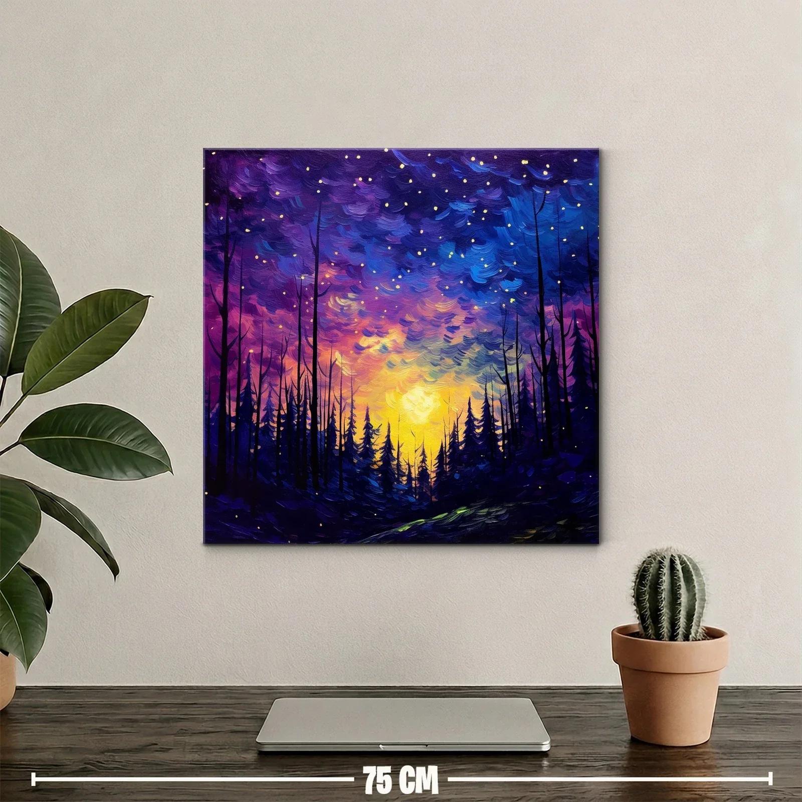 Paisaje nocturno estrellado con bosque encantado — miniatura 2