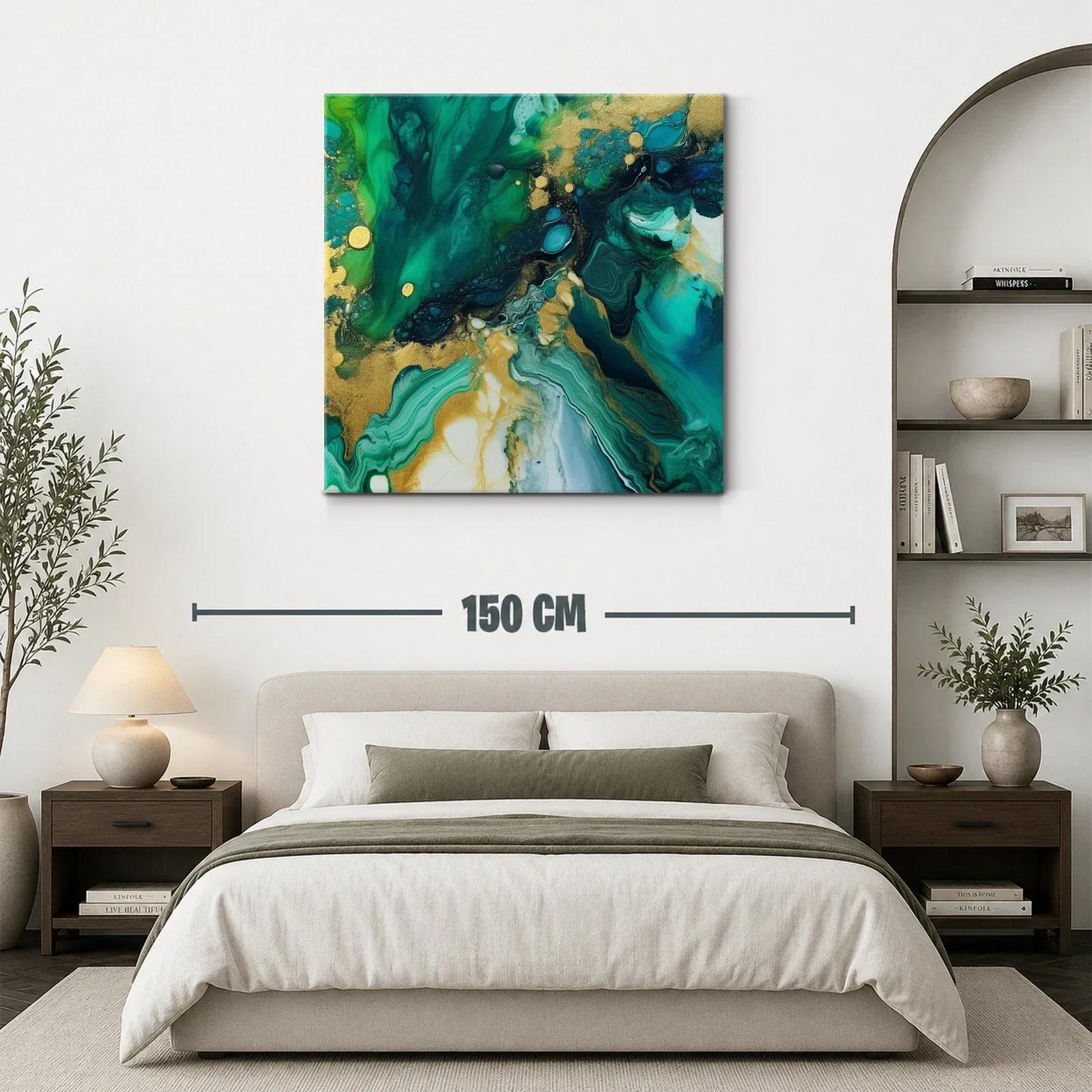 Arte abstracto en tonos verdes y dorados vibrantes — miniatura 3