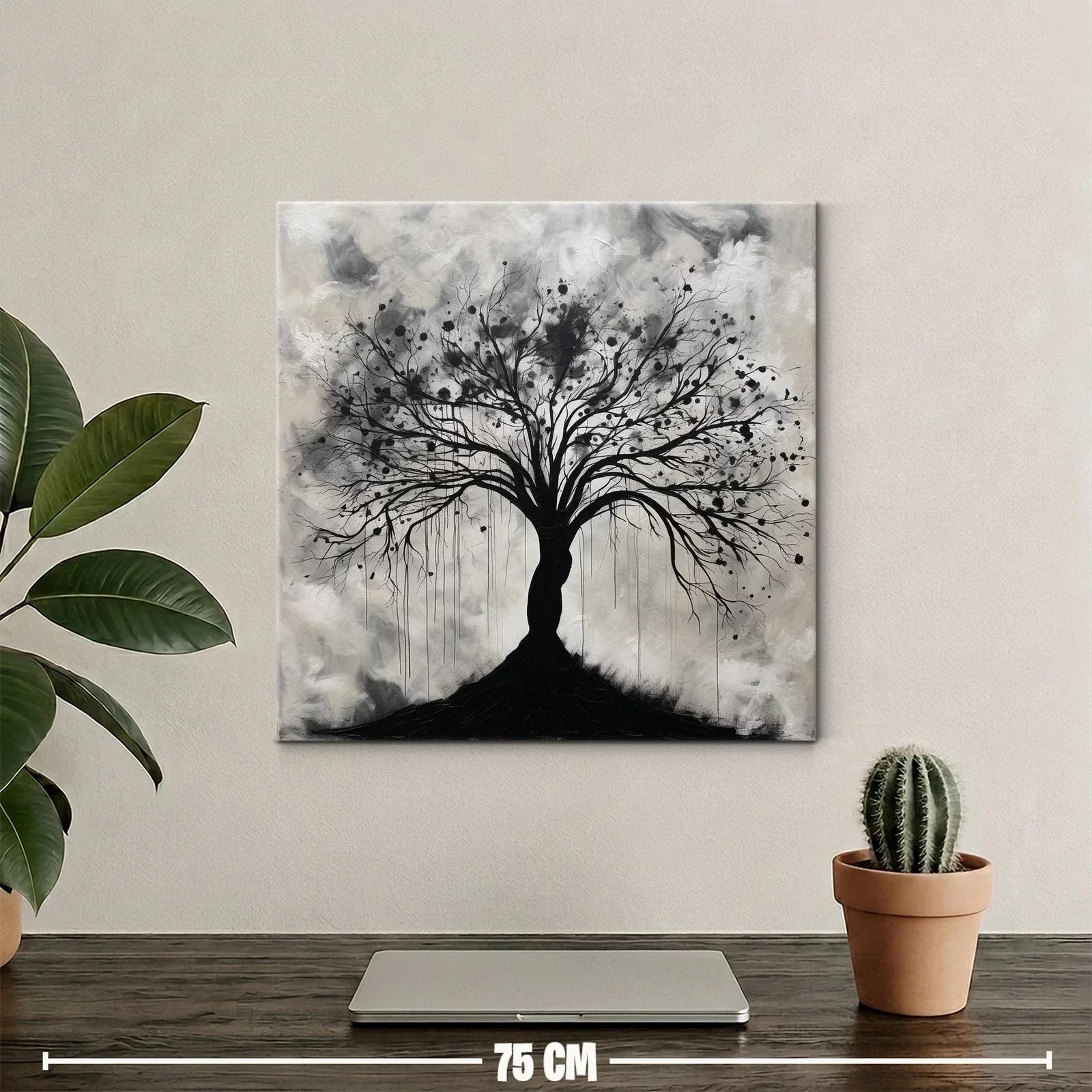 Árbol estilizado en tonos grises y negros para un ambiente elegante — miniatura 2