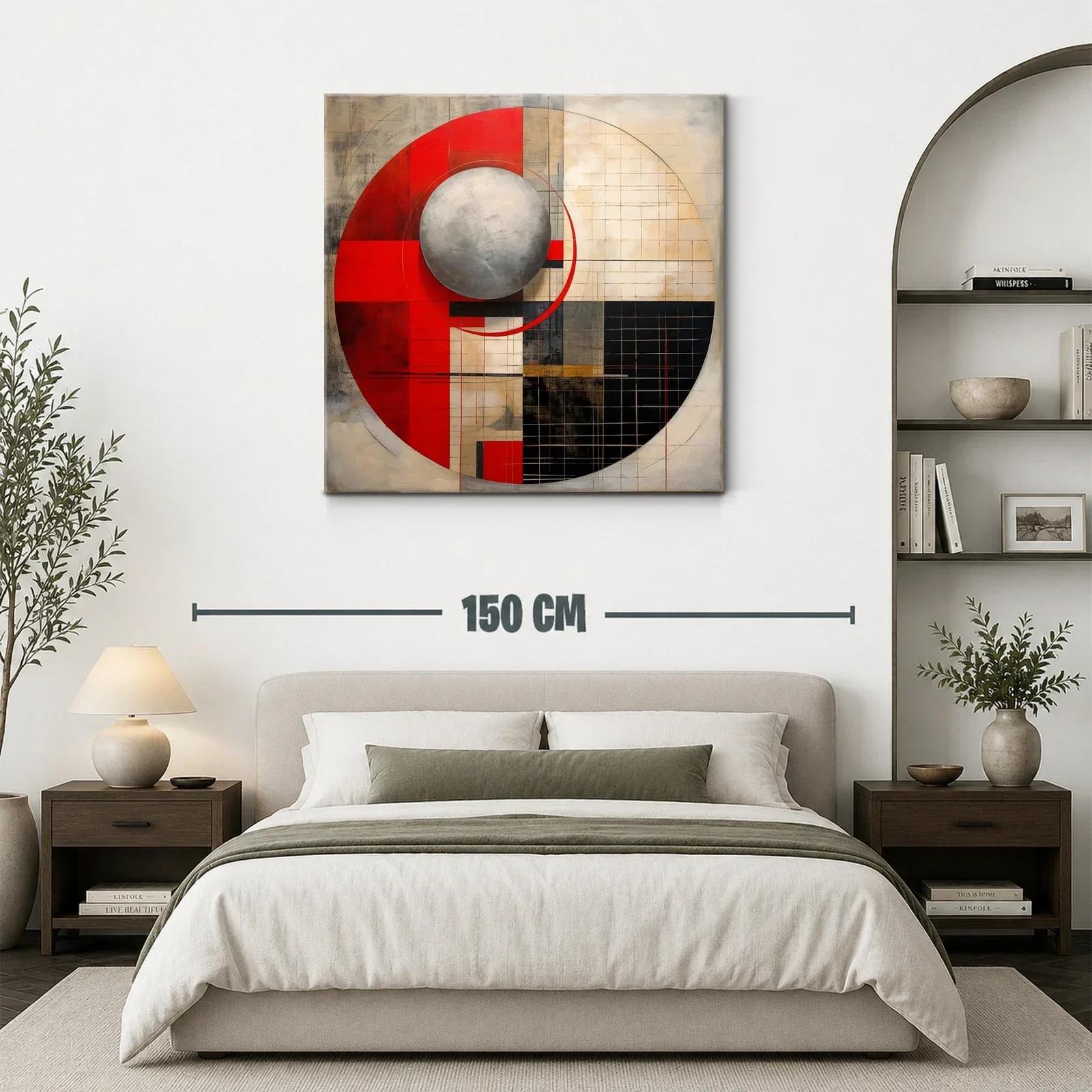 Composición geométrica moderna con esfera metálica y rojos vibrantes — miniatura 3