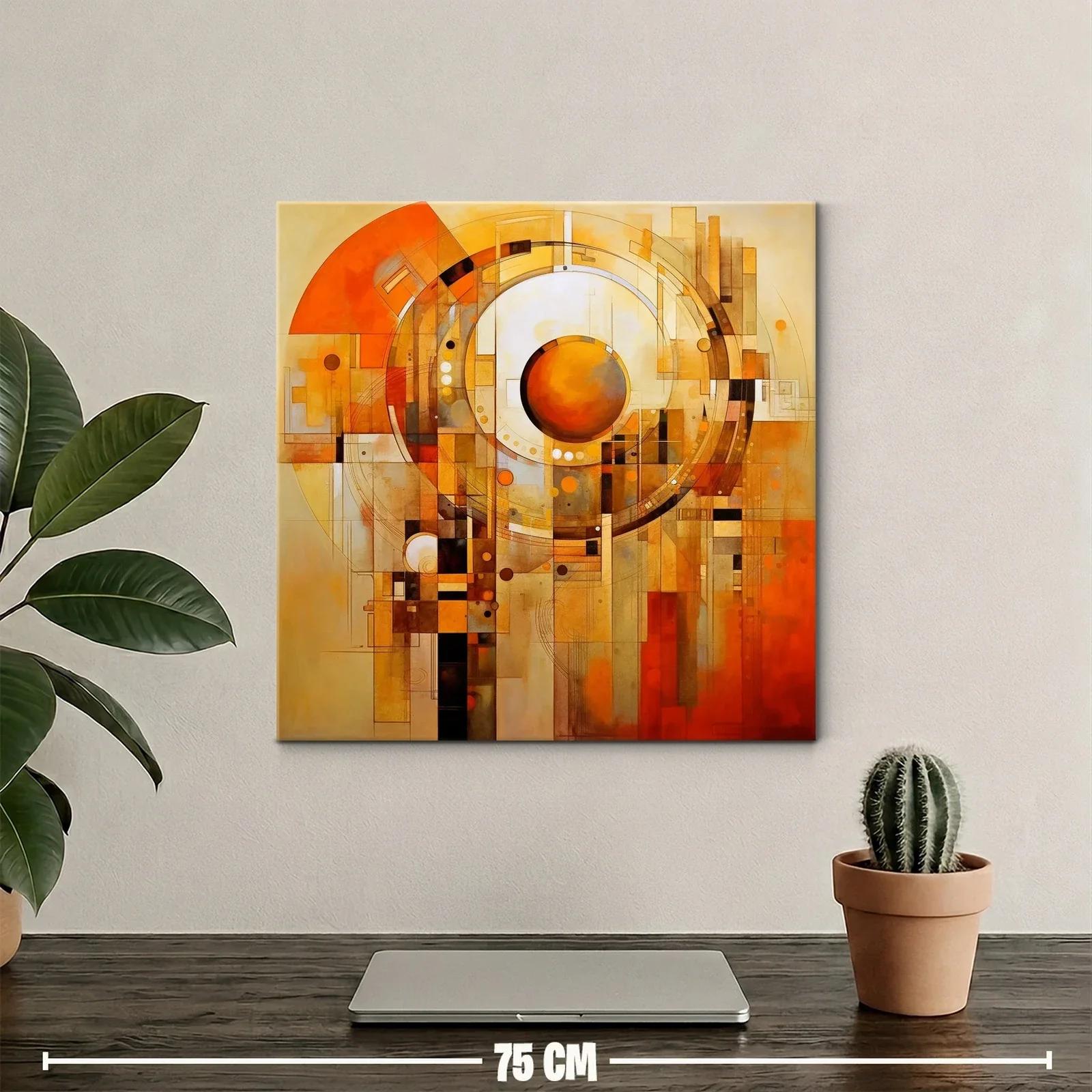 Cuadro abstracto con tonos cálidos y diseños geométricos — miniatura 2