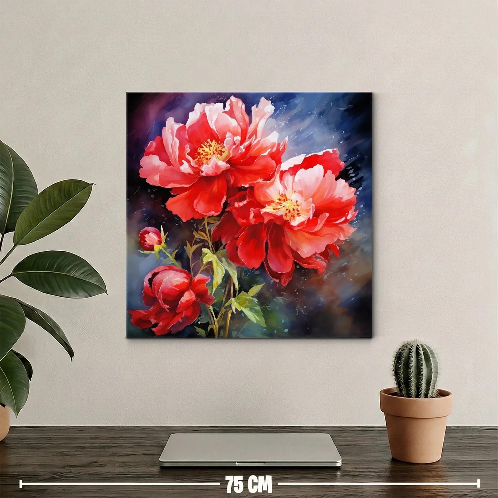 Flores rojas vibrantes con fondo abstracto azul profundo — miniatura 2