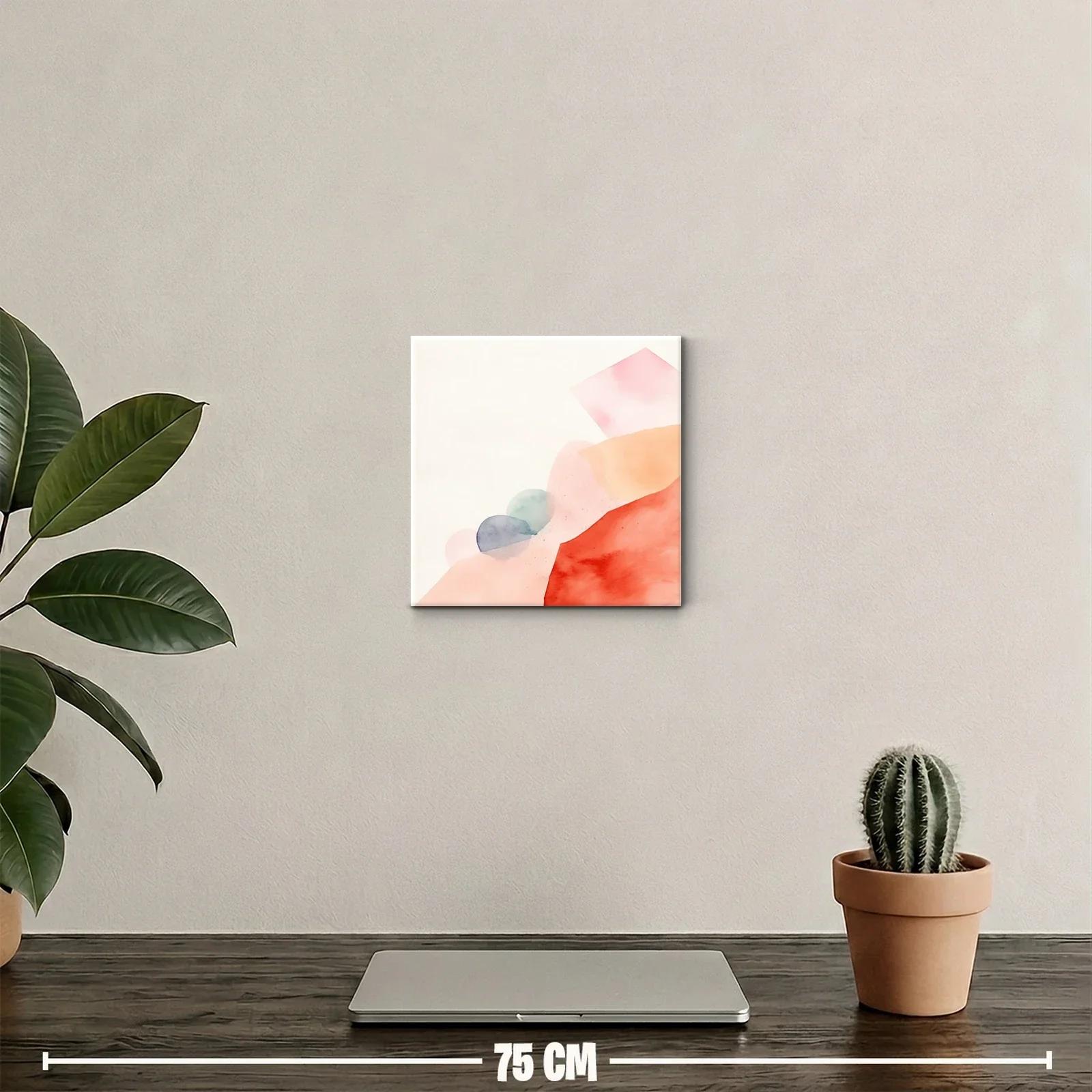Composición abstracta en tonos pastel con acento coral — miniatura 2