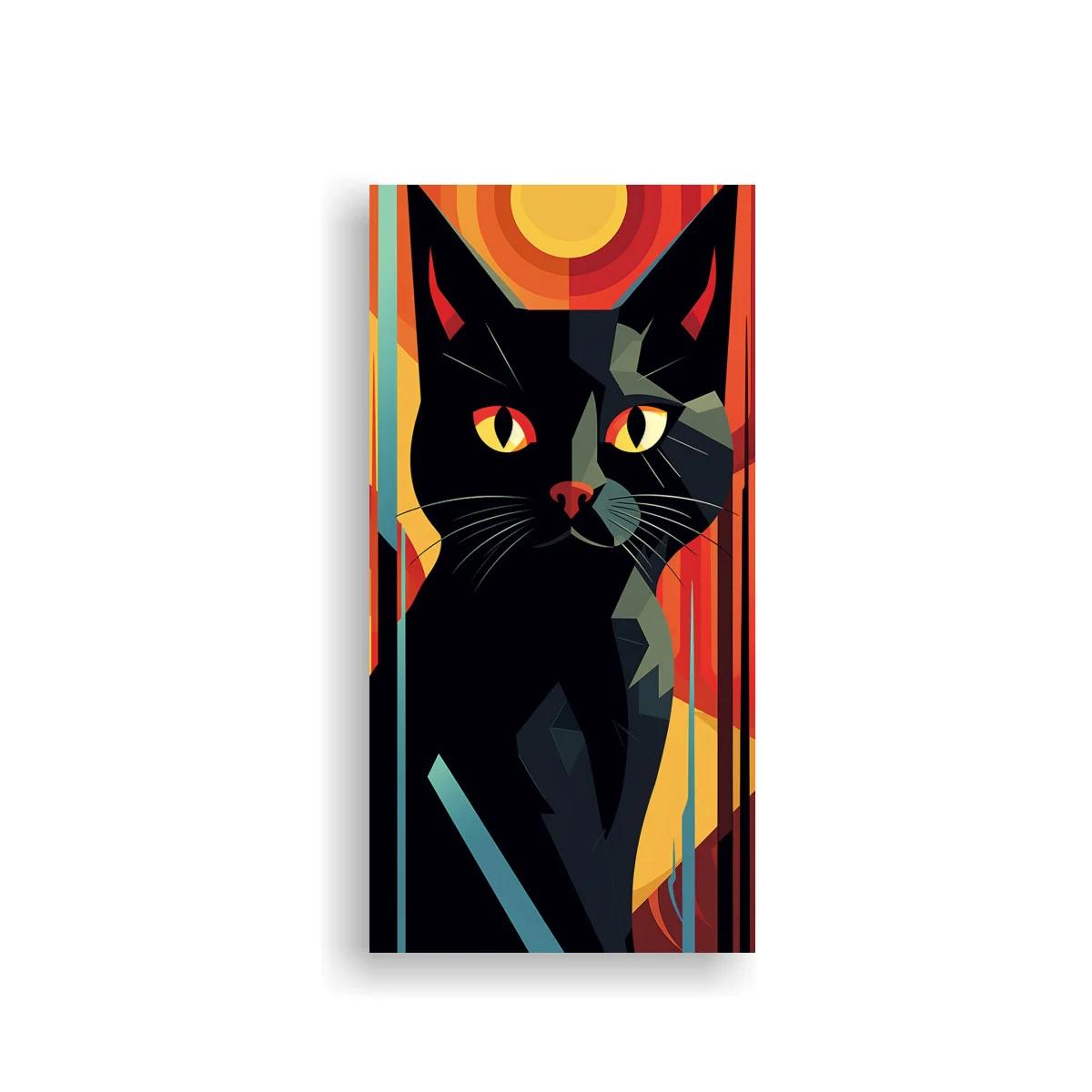 Cuadro gato negro con nariz roja y círculo luminoso — imagen principal