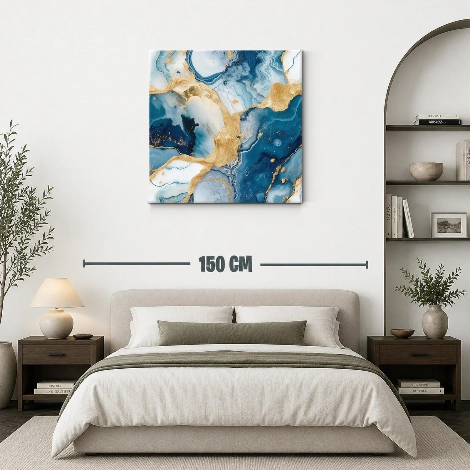 Arte abstracto con tonos azules y dorados elegantes — miniatura 3