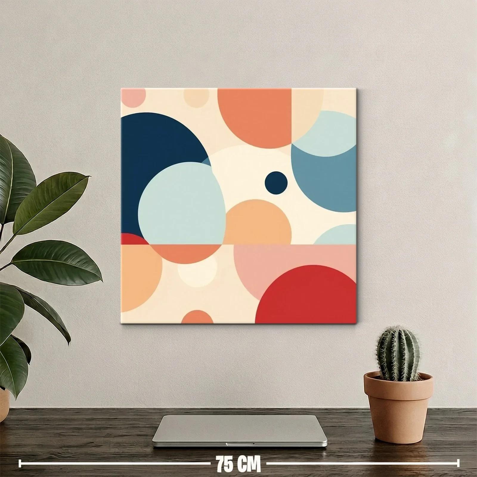 Composición abstracta con círculos en tonos cálidos y azulados — miniatura 2