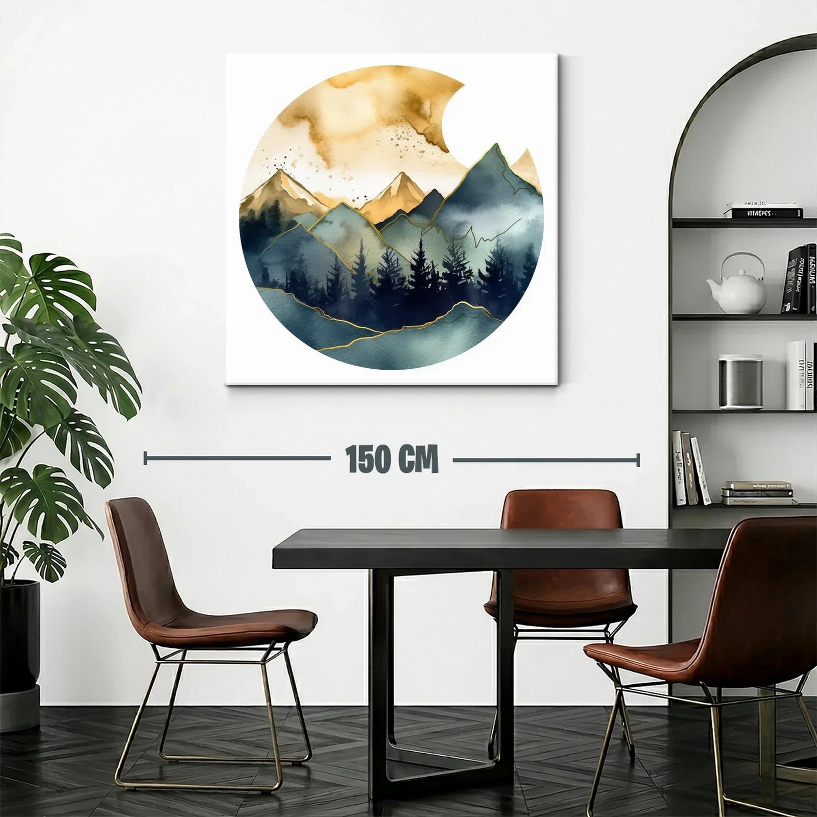 Montañas doradas y bosque en tonos azulados y verdes — miniatura 2