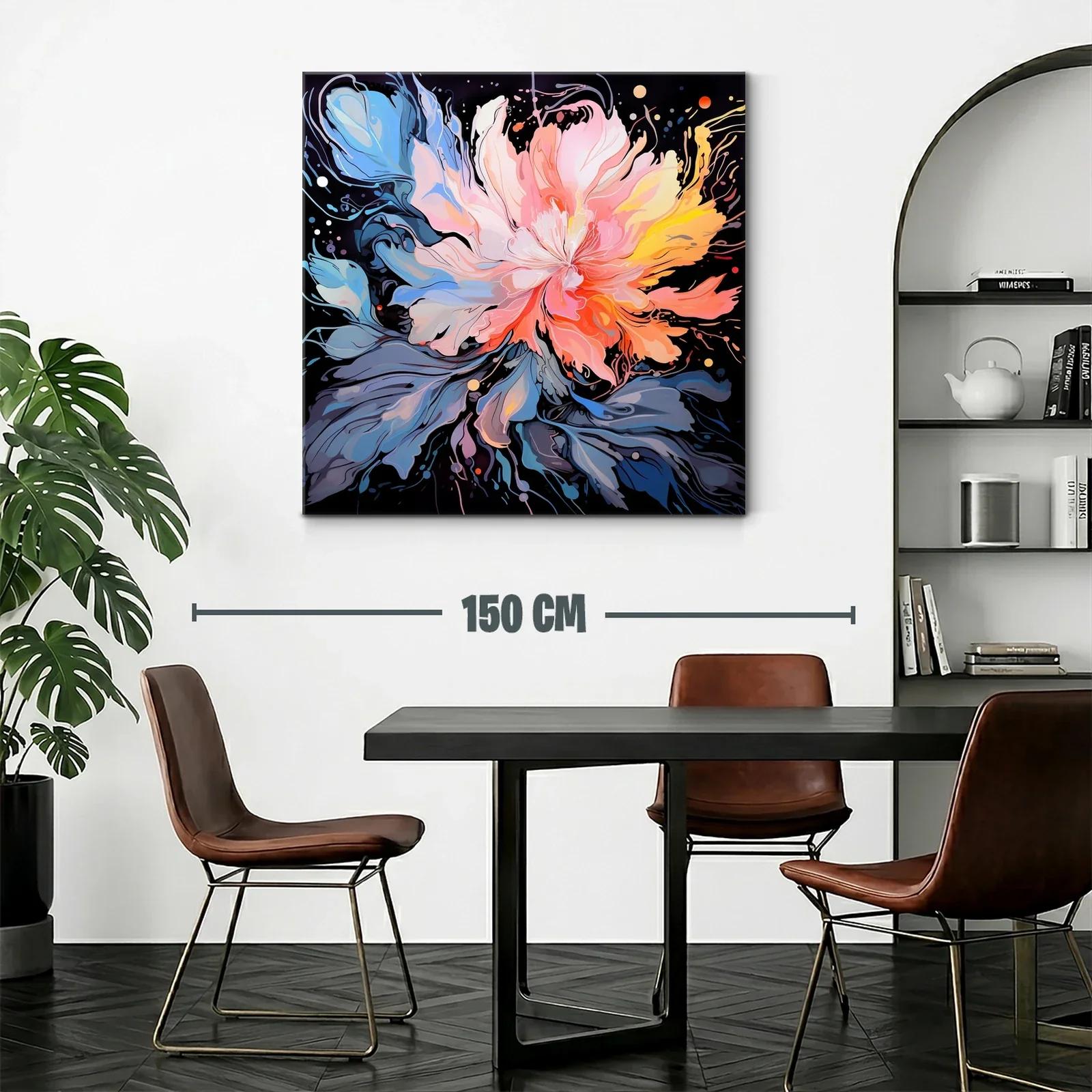 Cuadro floral abstracto con paleta vibrante y dinámica — miniatura 2