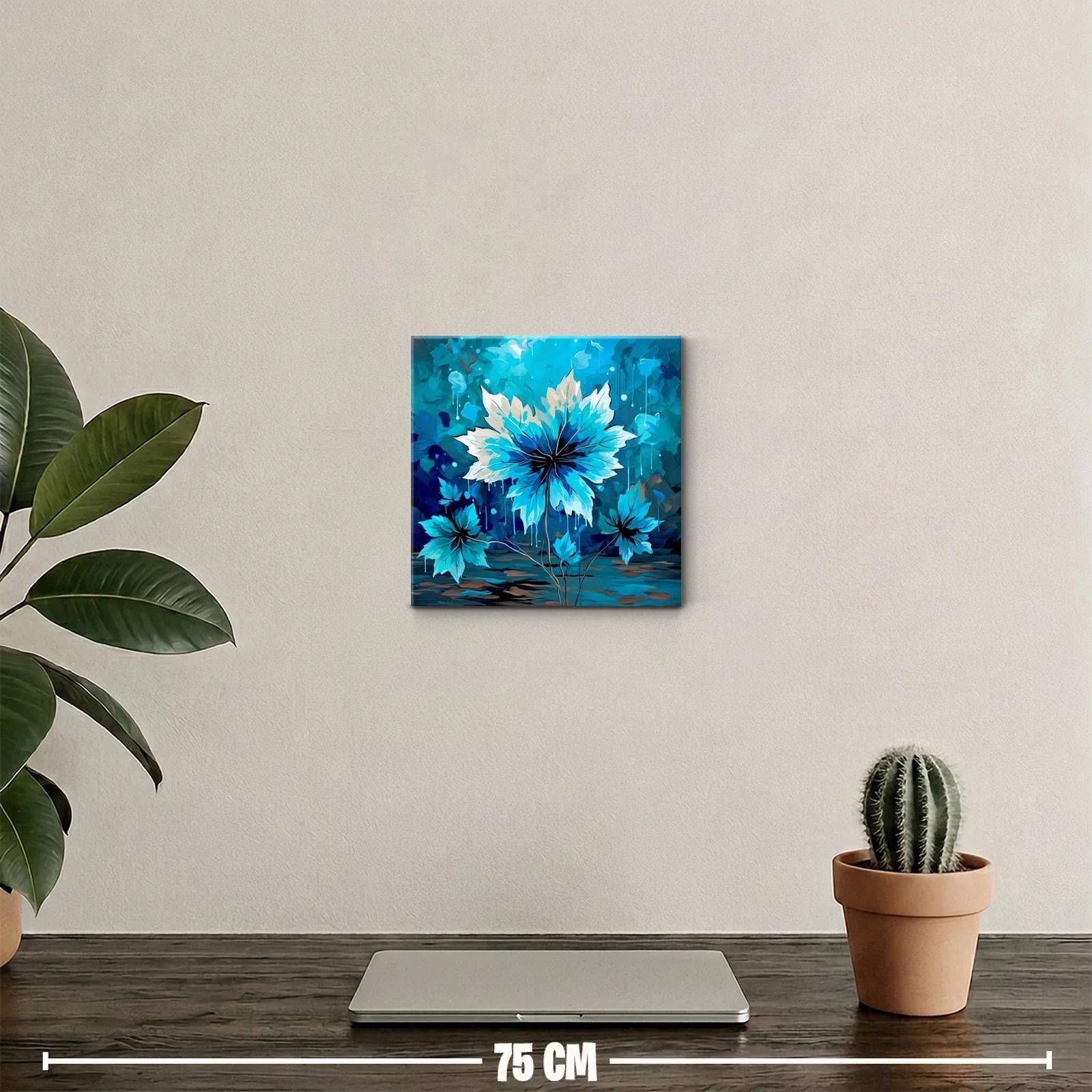 Cuadro floral en tonos azules para espacios modernos — miniatura 2