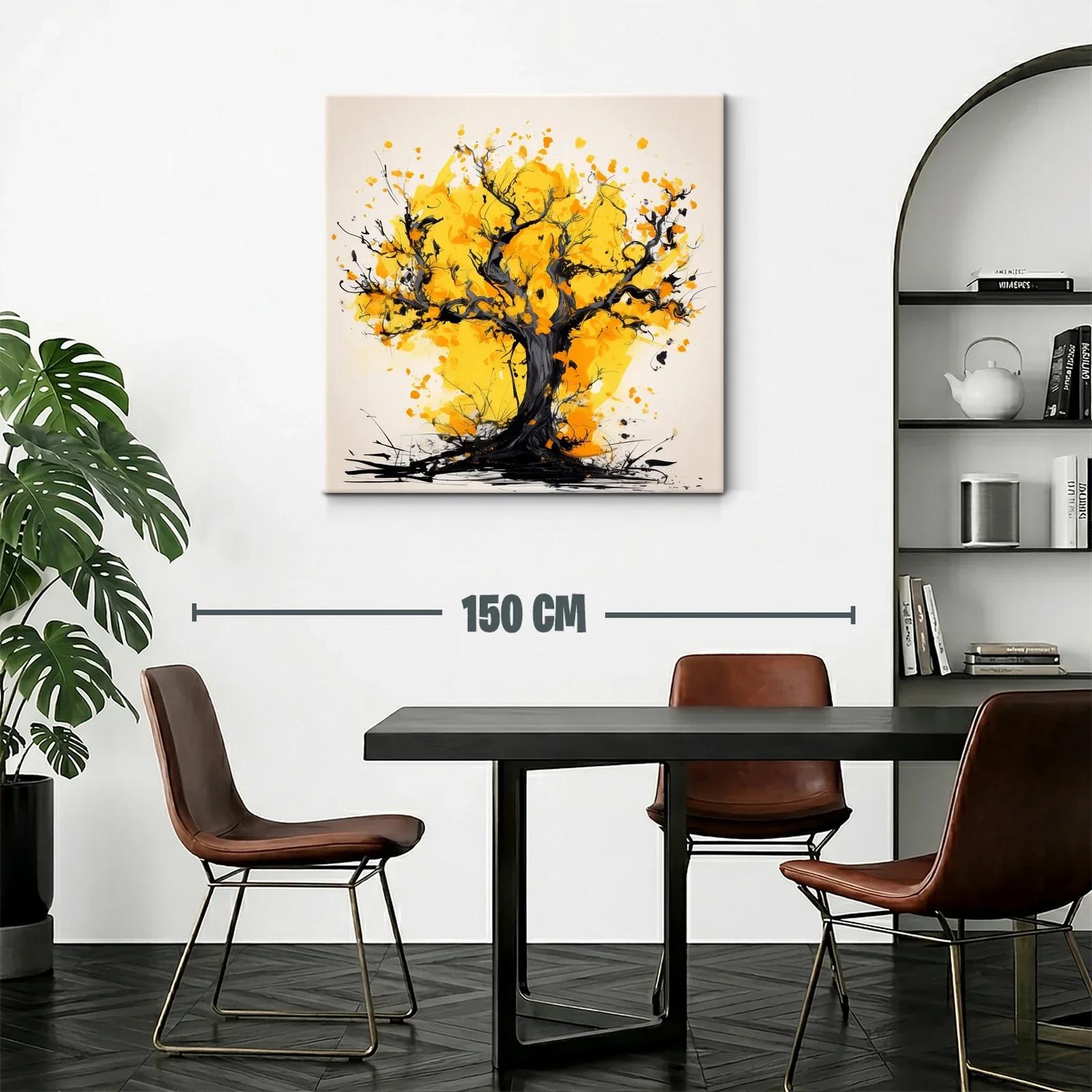 Árbol vibrante con hojas doradas en composición expresiva — miniatura 2