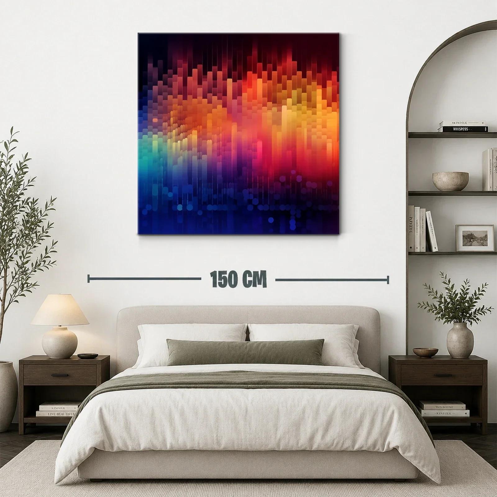 Cuadro abstracto con vibrantes tonos cálidos y fríos — miniatura 3