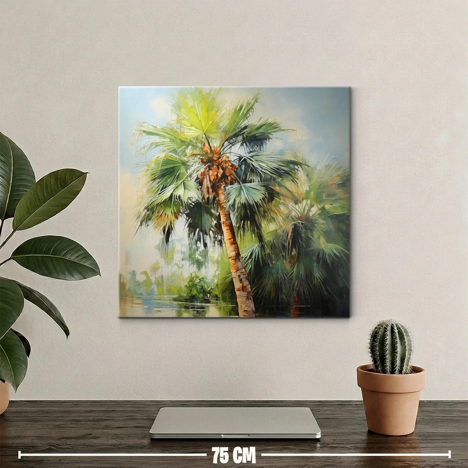 Palmera tropical con vibrantes tonos verdes y naranjas — miniatura 2