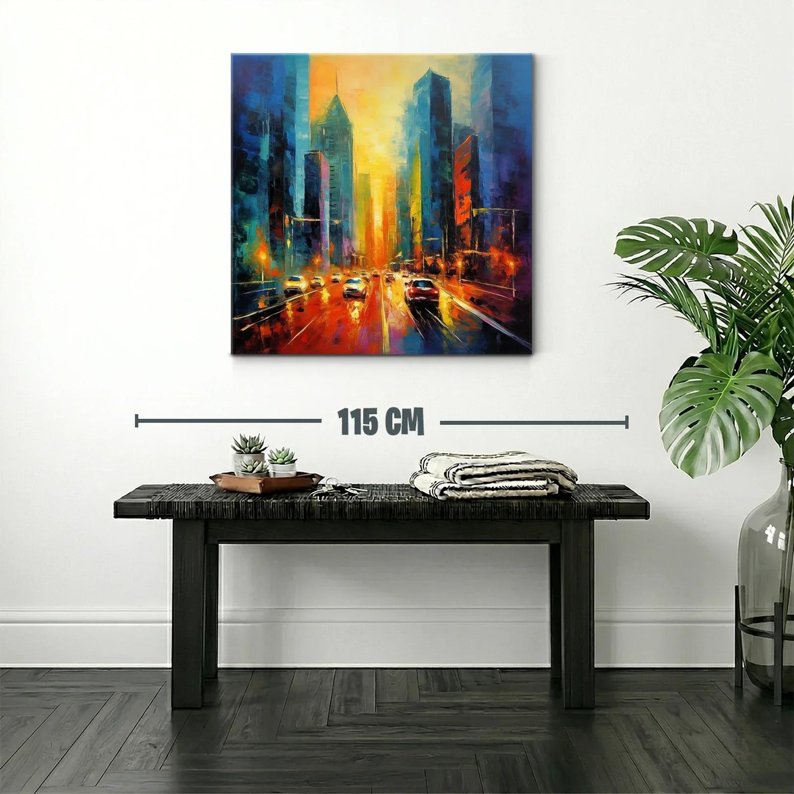 Atardecer vibrante en ciudad urbana con tráfico iluminado — miniatura 2