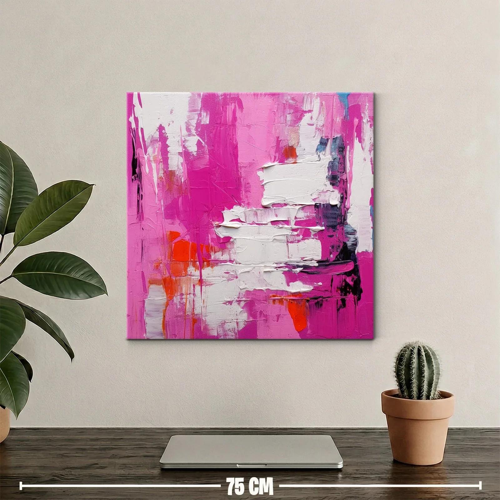 Cuadro abstracto con alto impacto en rosas y blanco — miniatura 2