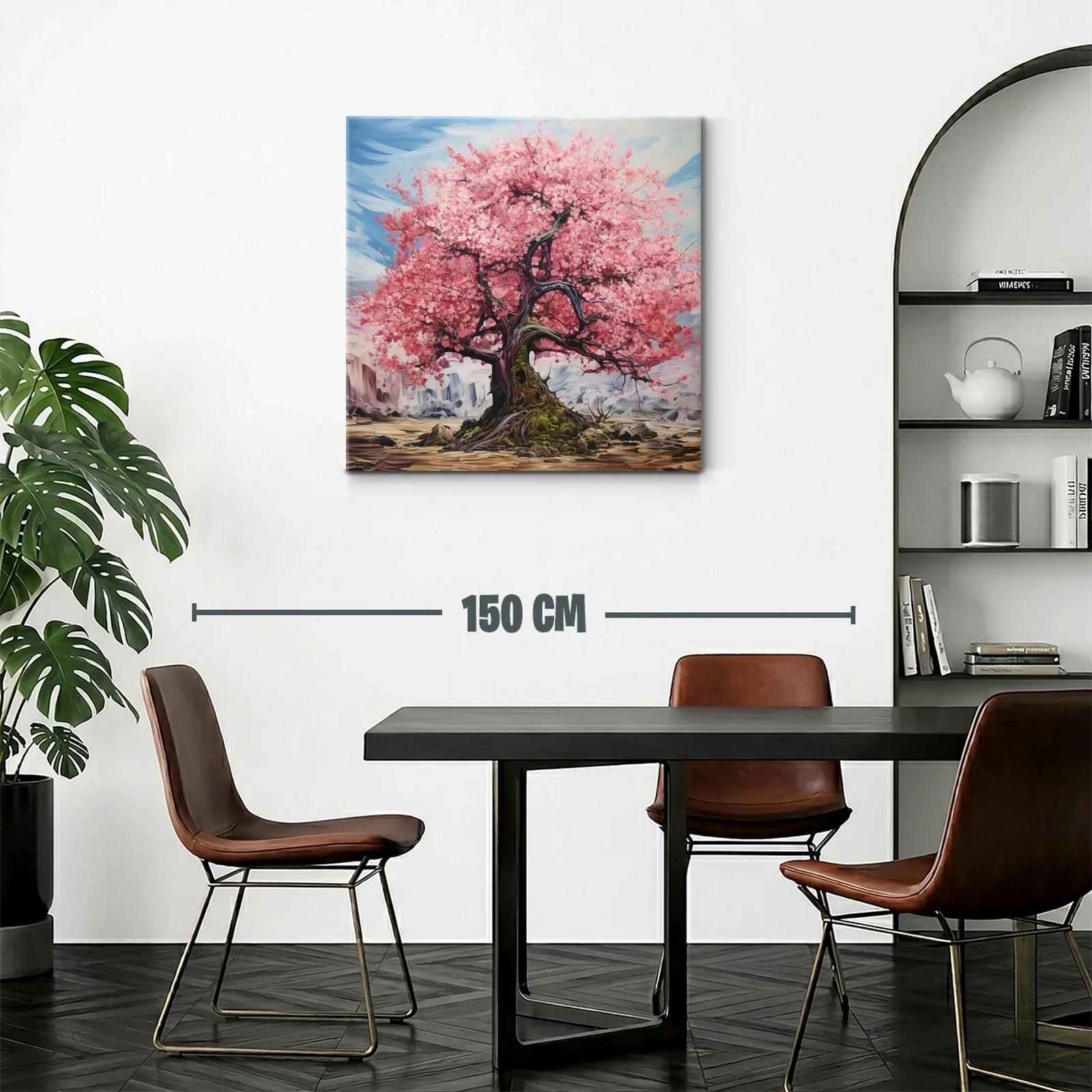 Árbol de Cerezo en Flor sobre Paisaje Montañoso — miniatura 2