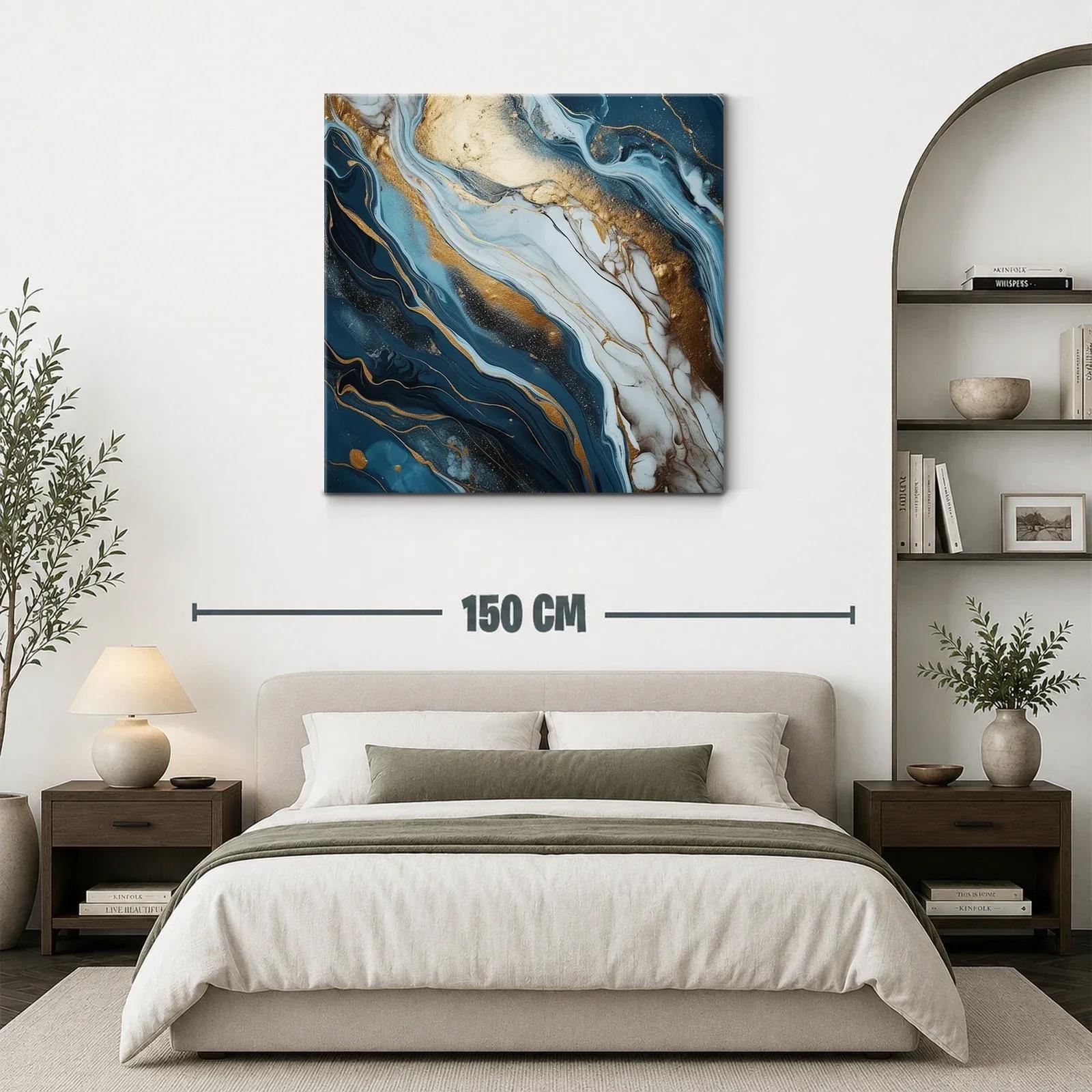 Abstracto moderno con vetas doradas y tonos azul profundo — miniatura 3