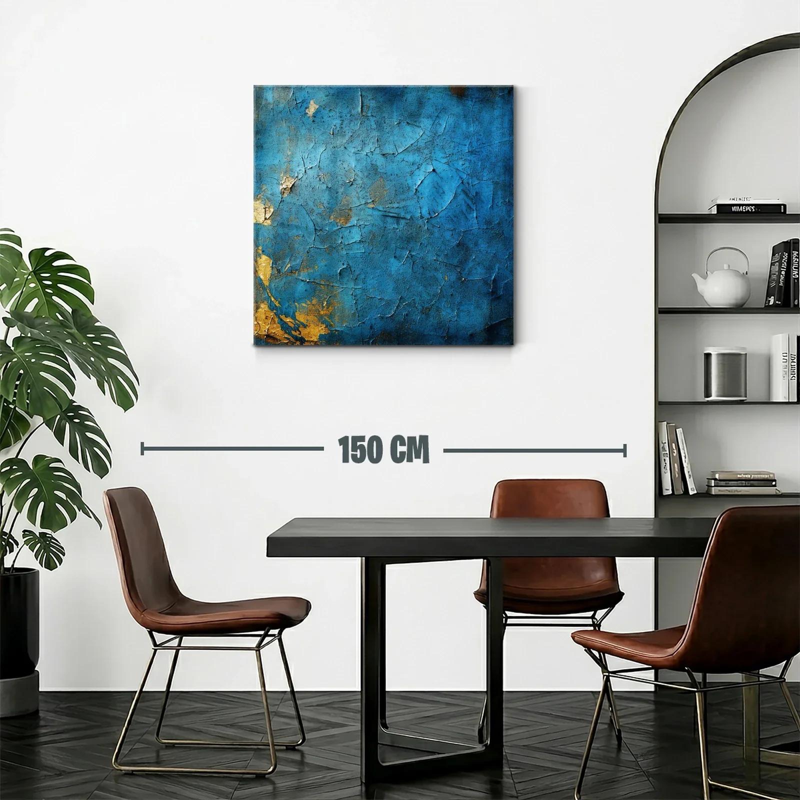 Arte abstracto en textura azul con detalles dorados — miniatura 2
