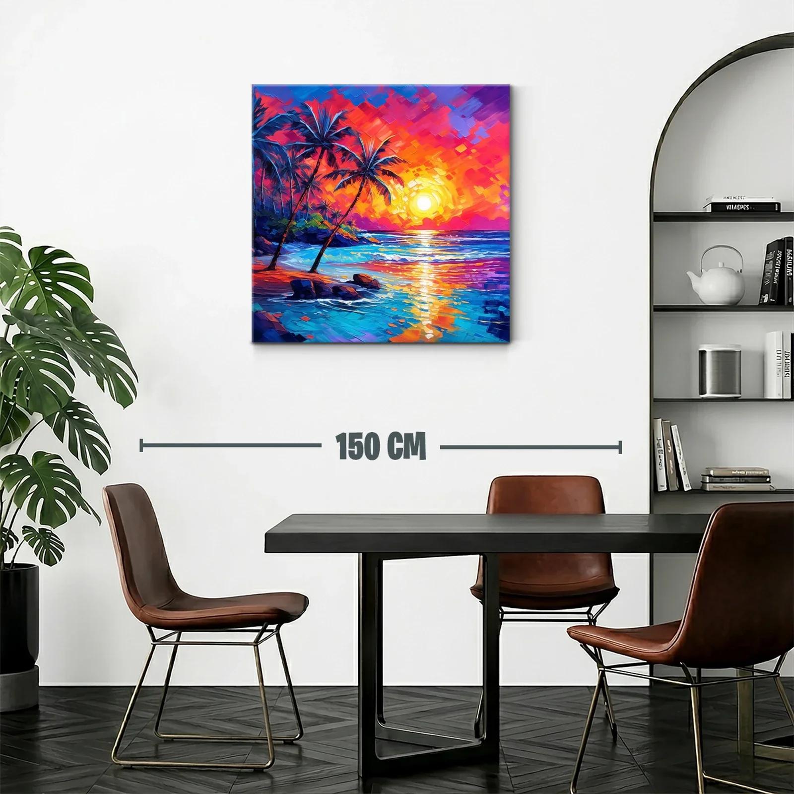 Atardecer vibrante con palmeras en la playa tropical — miniatura 2
