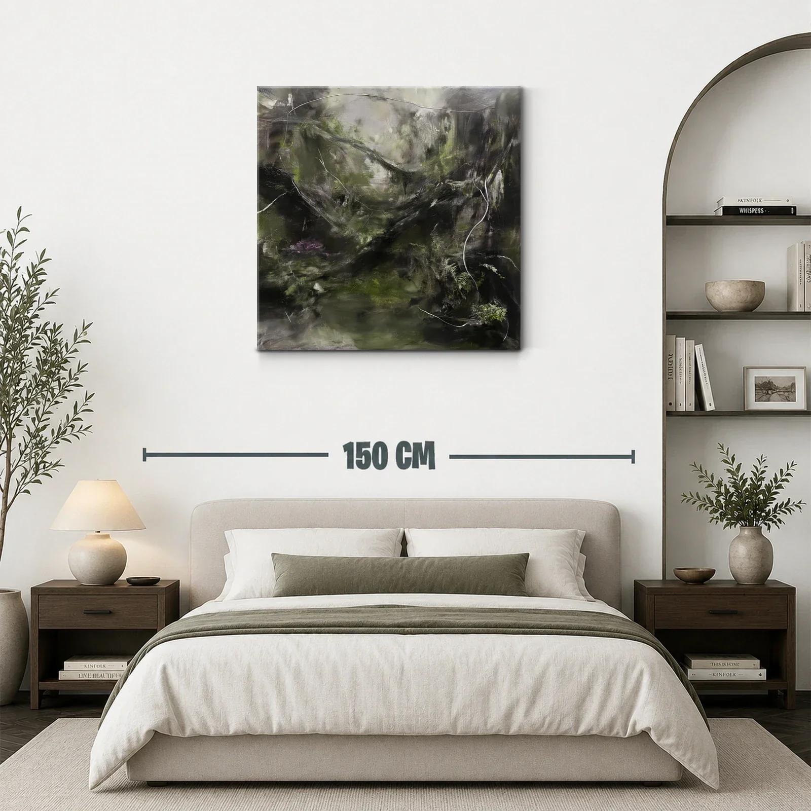 Paisaje abstracto con tonos oscuros y verdes naturales — miniatura 3
