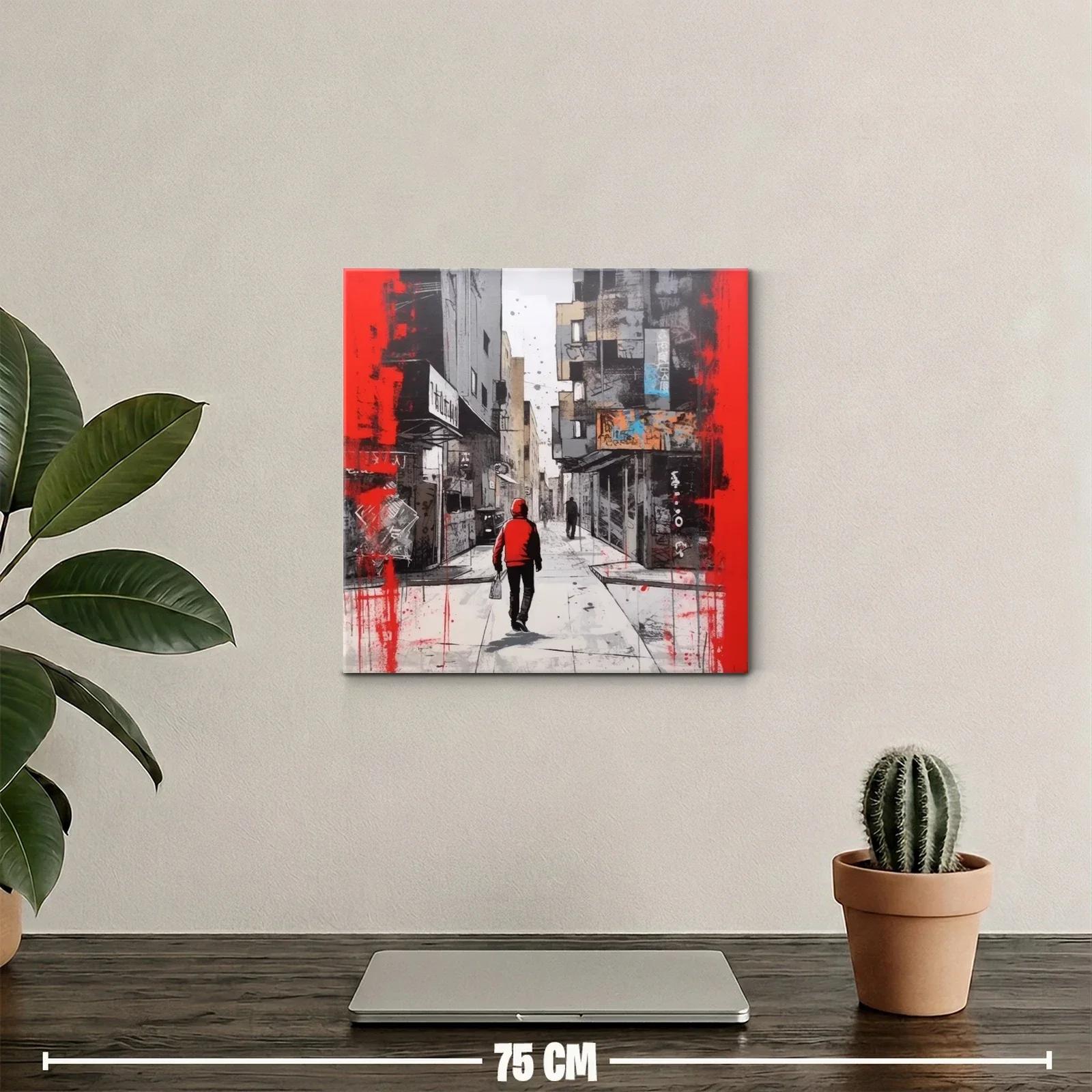 Calle urbana con figura en rojo resaltando la silueta — miniatura 2