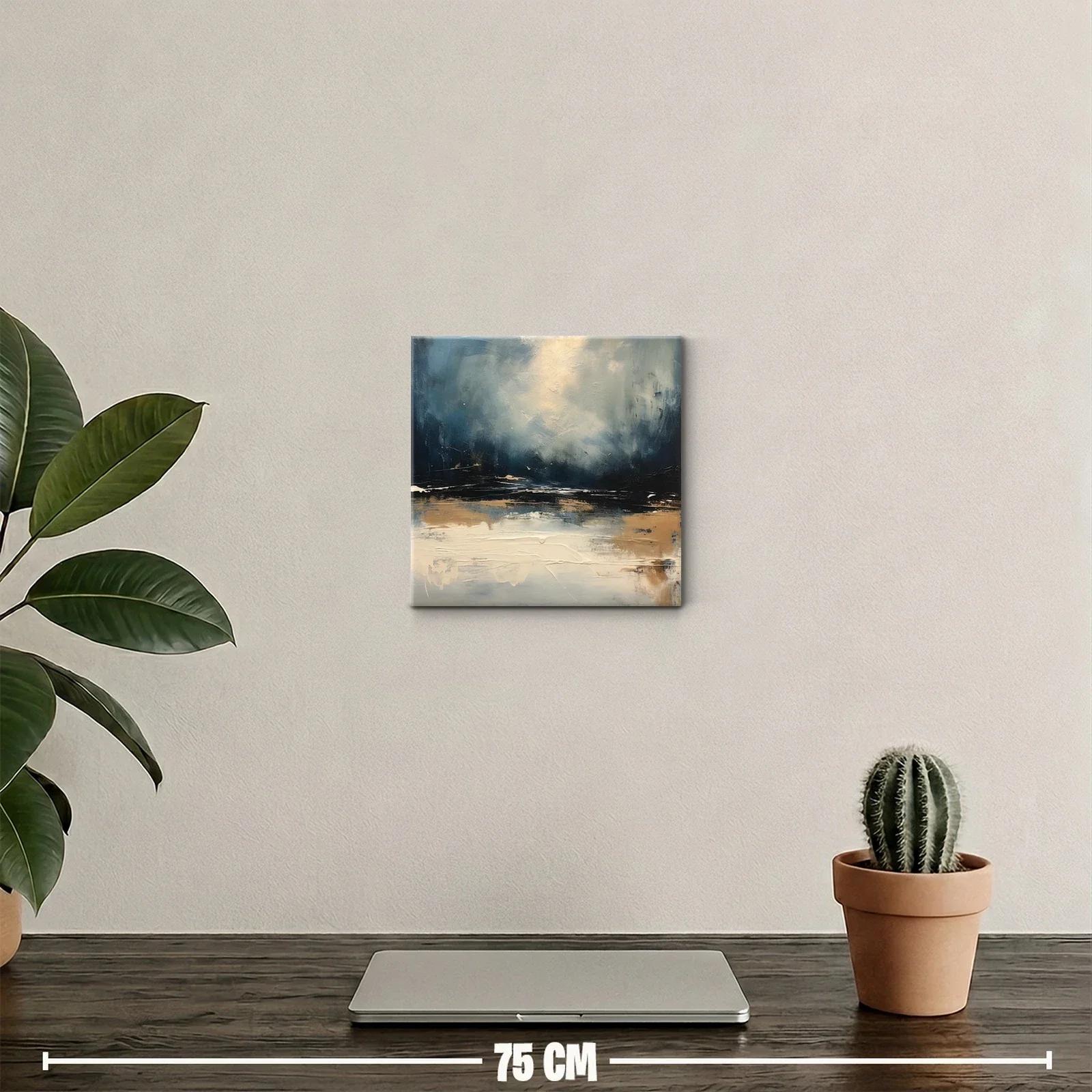 Paisaje abstracto en tonos azules y beige para decorar — miniatura 2