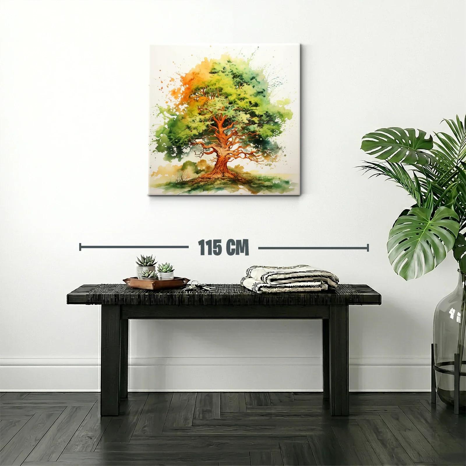 Árbol vibrante con follaje en tonos verdes y naranjas — miniatura 2
