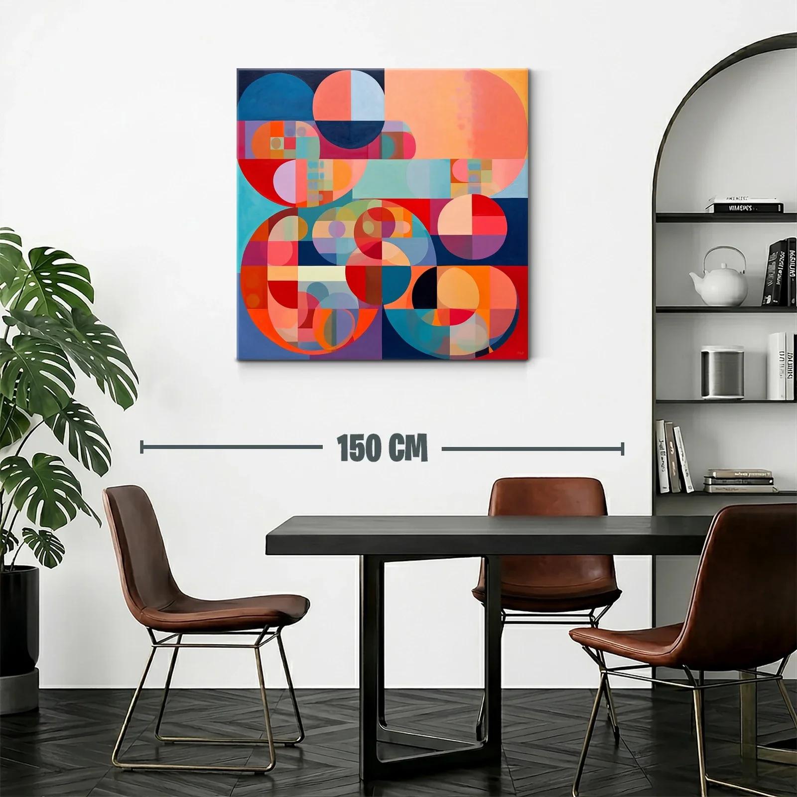 Cuadro abstracto con formas circulares y paleta vibrante — miniatura 2