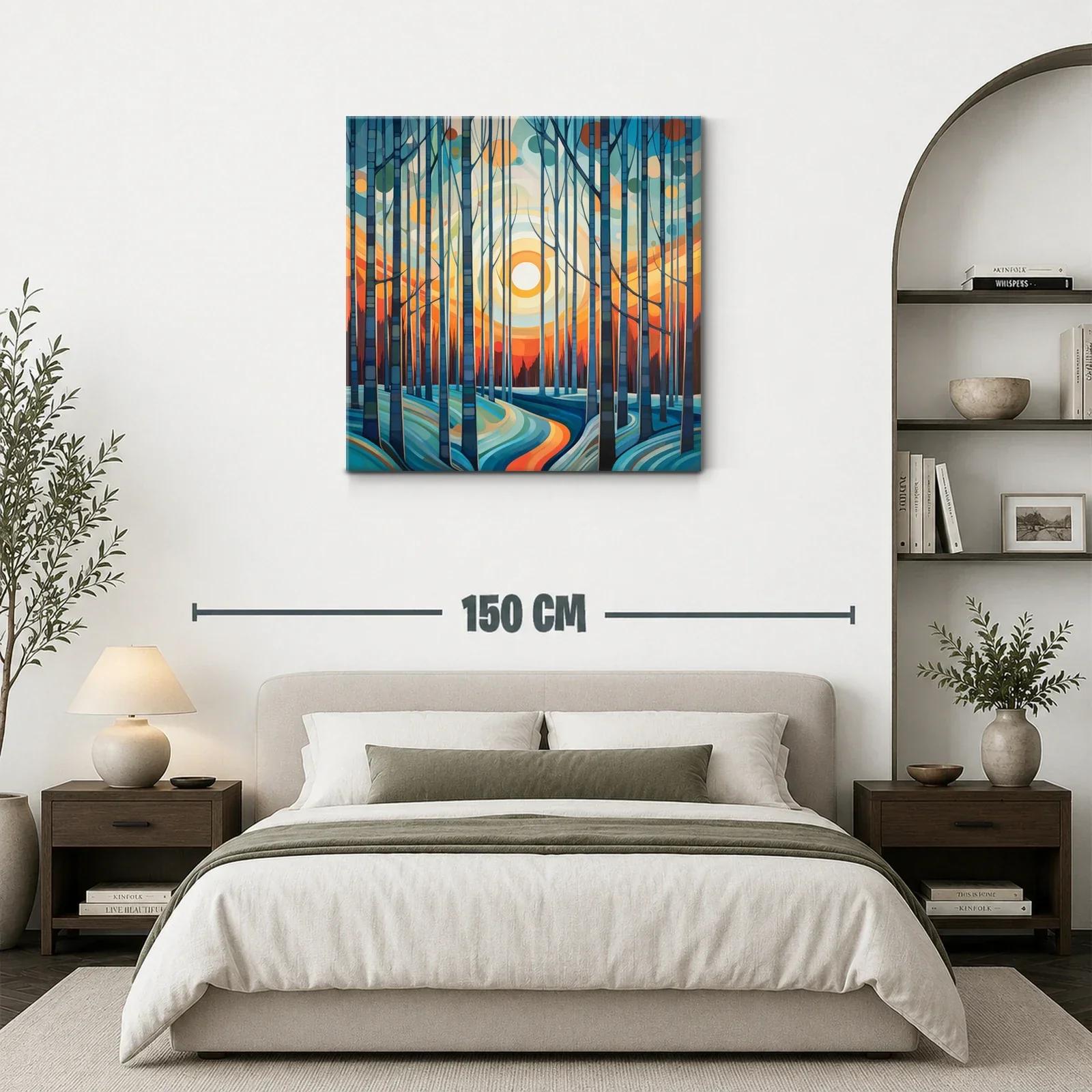 Paisaje forestal abstracto con luz cálida al amanecer — miniatura 3