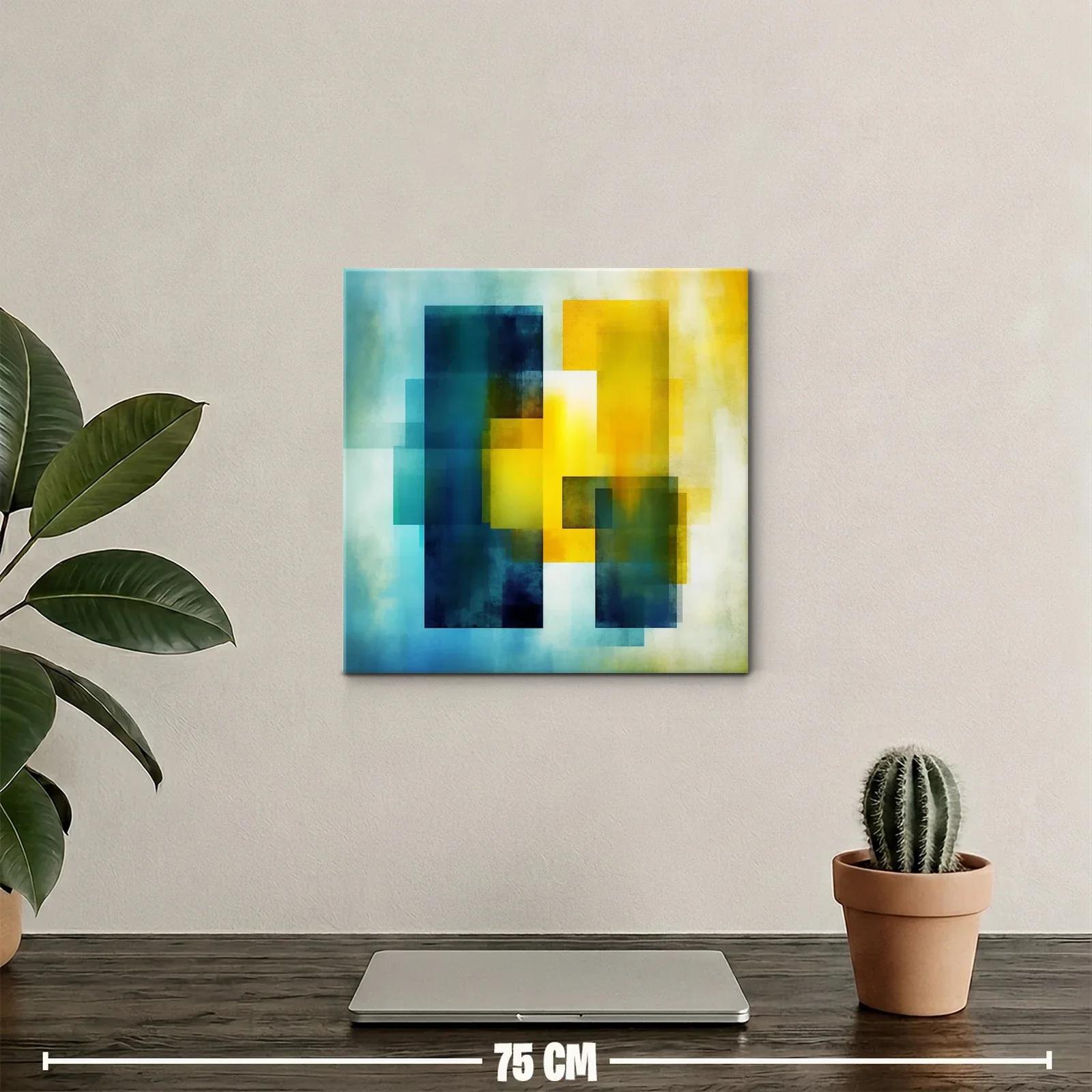 Composición abstracta con tonos azules y amarillos vibrantes — miniatura 2