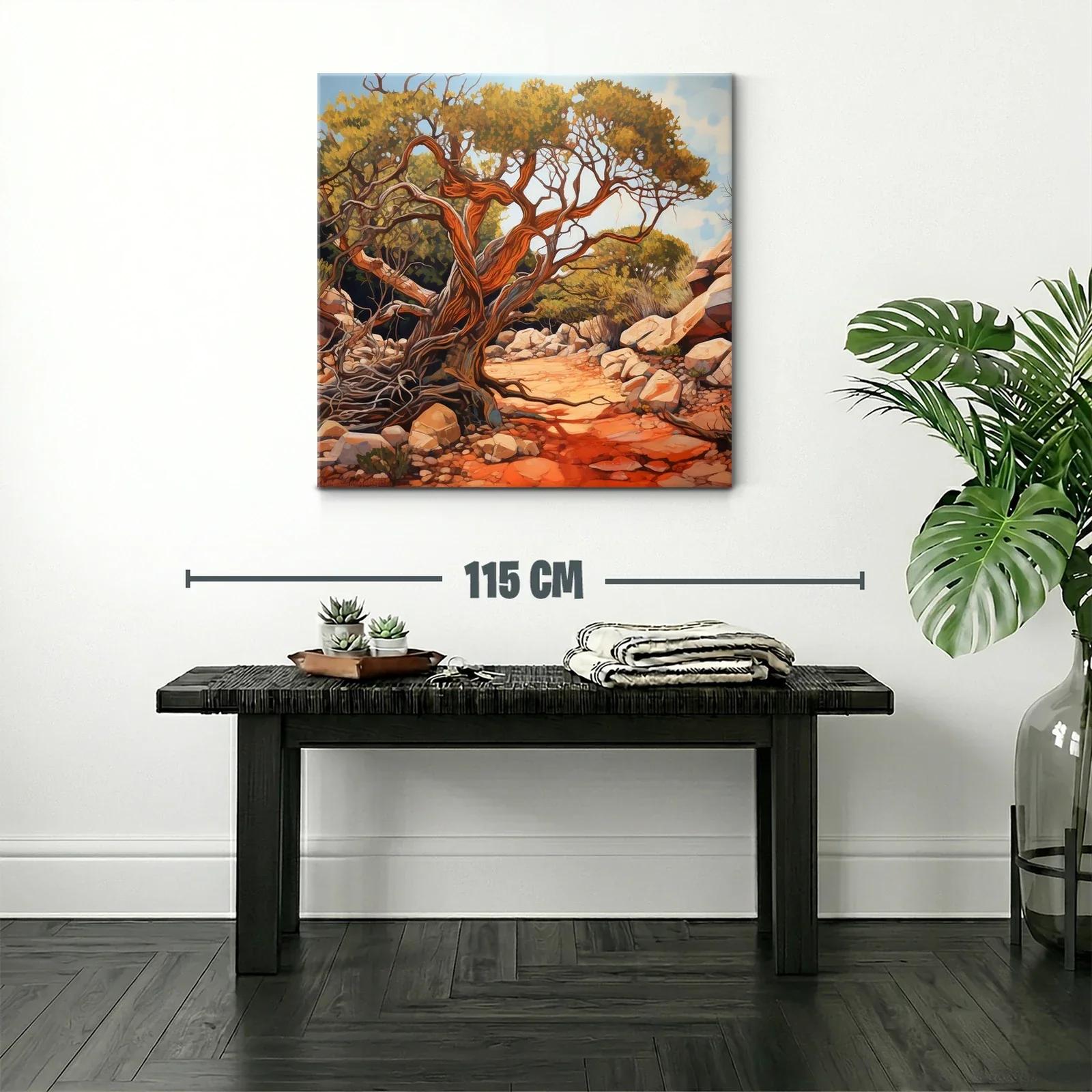 Paisaje natural con árbol antiguo y caminos entre rocas — miniatura 2