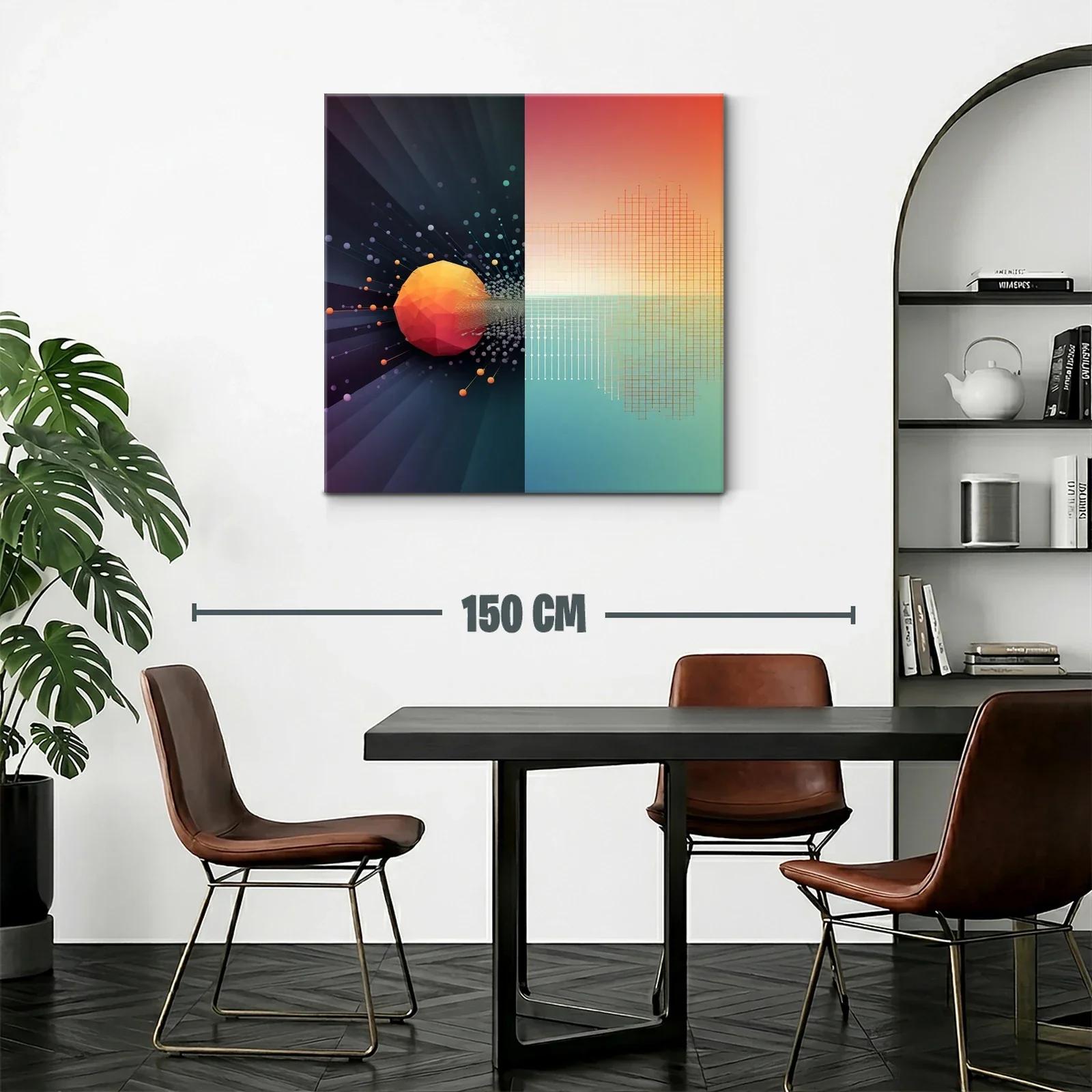 Composición abstracta con esfera y red geométrica vibrante — miniatura 2