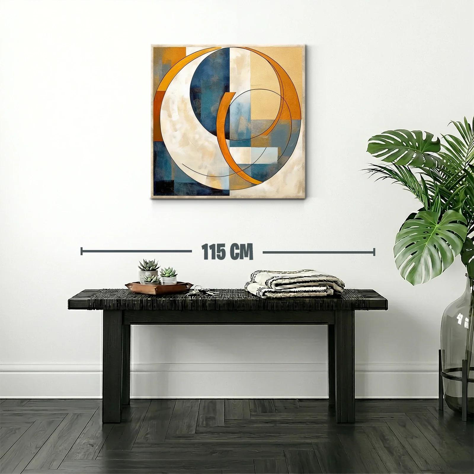 Cuadro abstracto con formas circulares y tonos cálidos — miniatura 2
